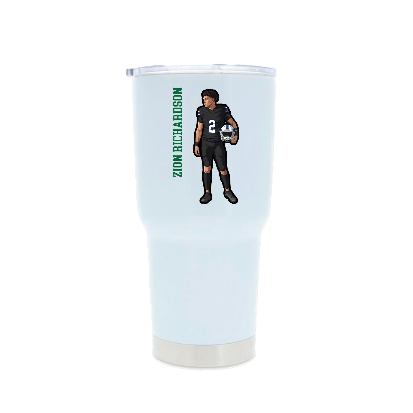 30oz Stainless Steel Tumbler — Name Vertical in White