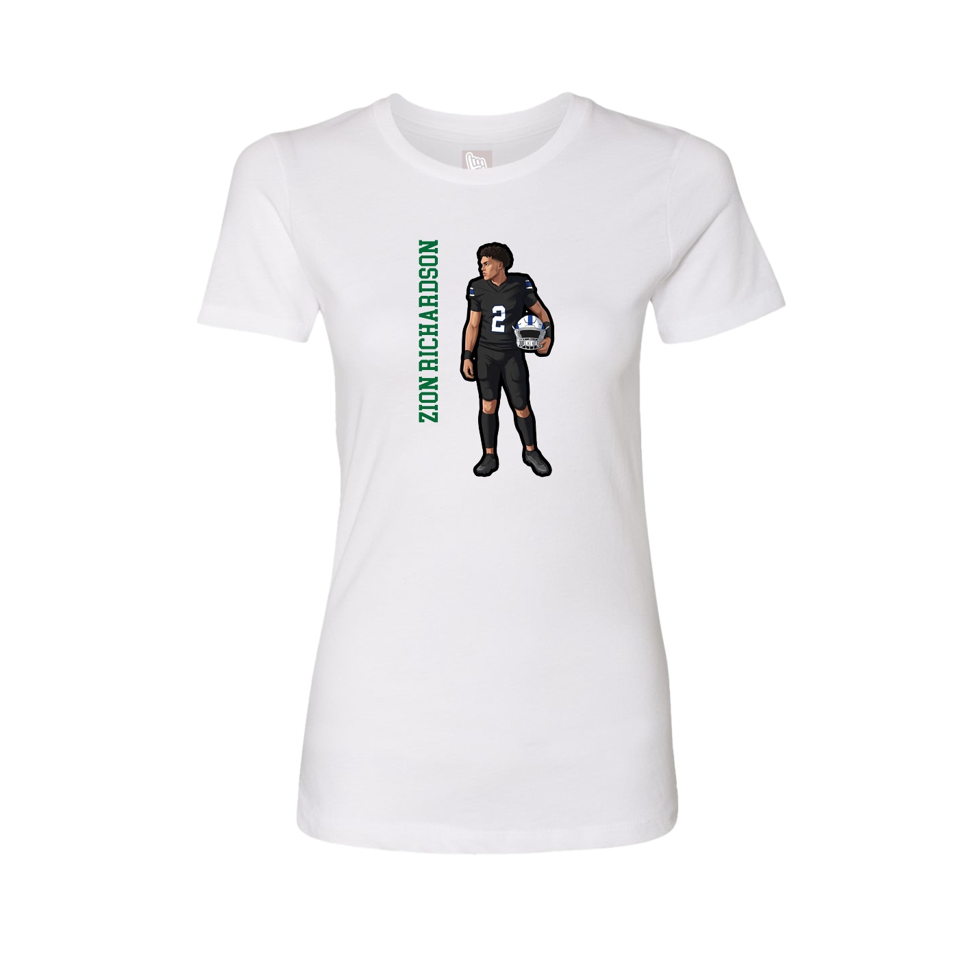 Fitted Women's Tee — Name Vertical in White