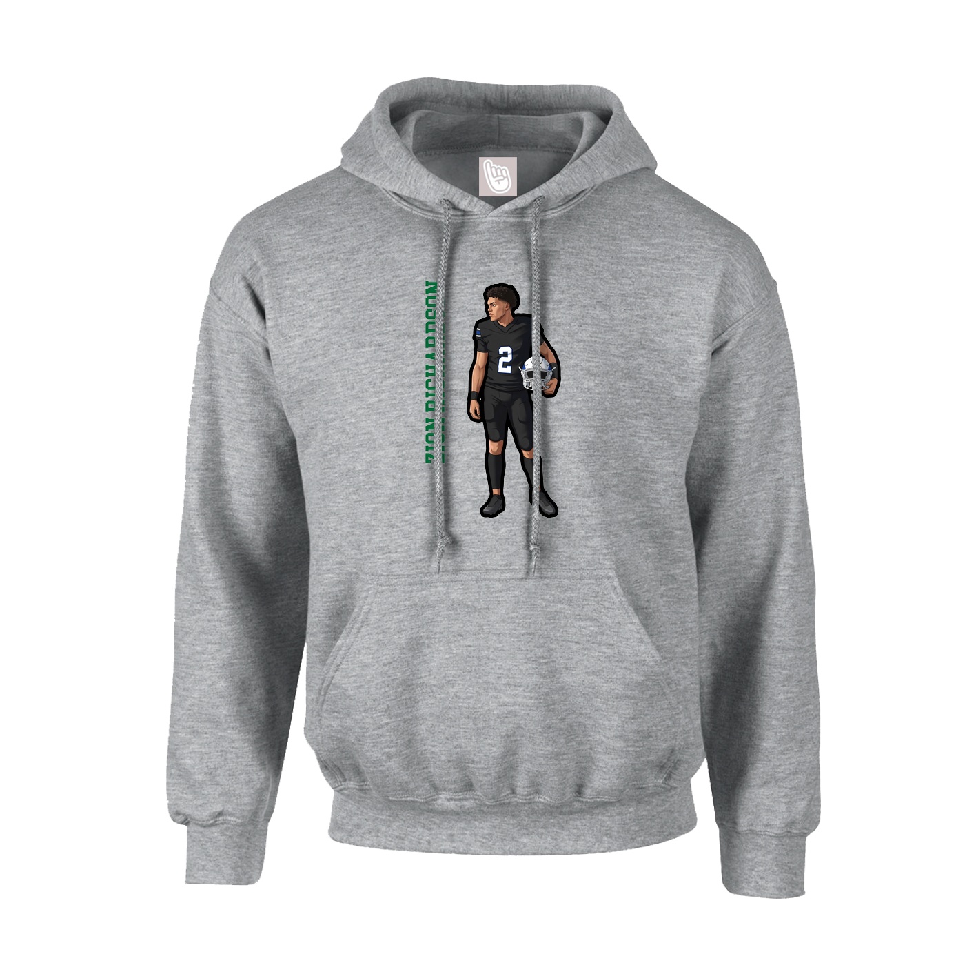Youth Hoodie — Name Vertical in Grey