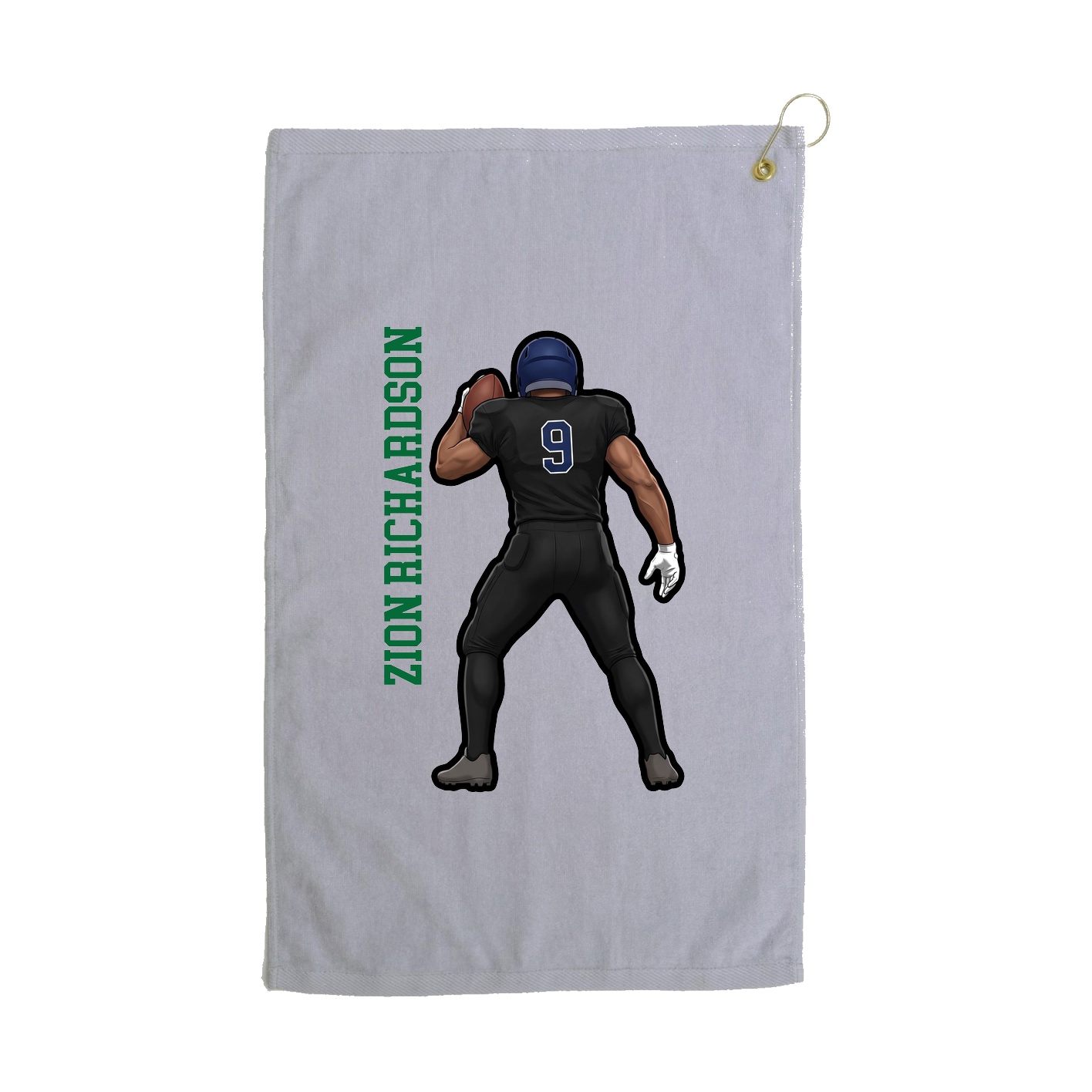 Golf Towel — Name Vertical in Grey
