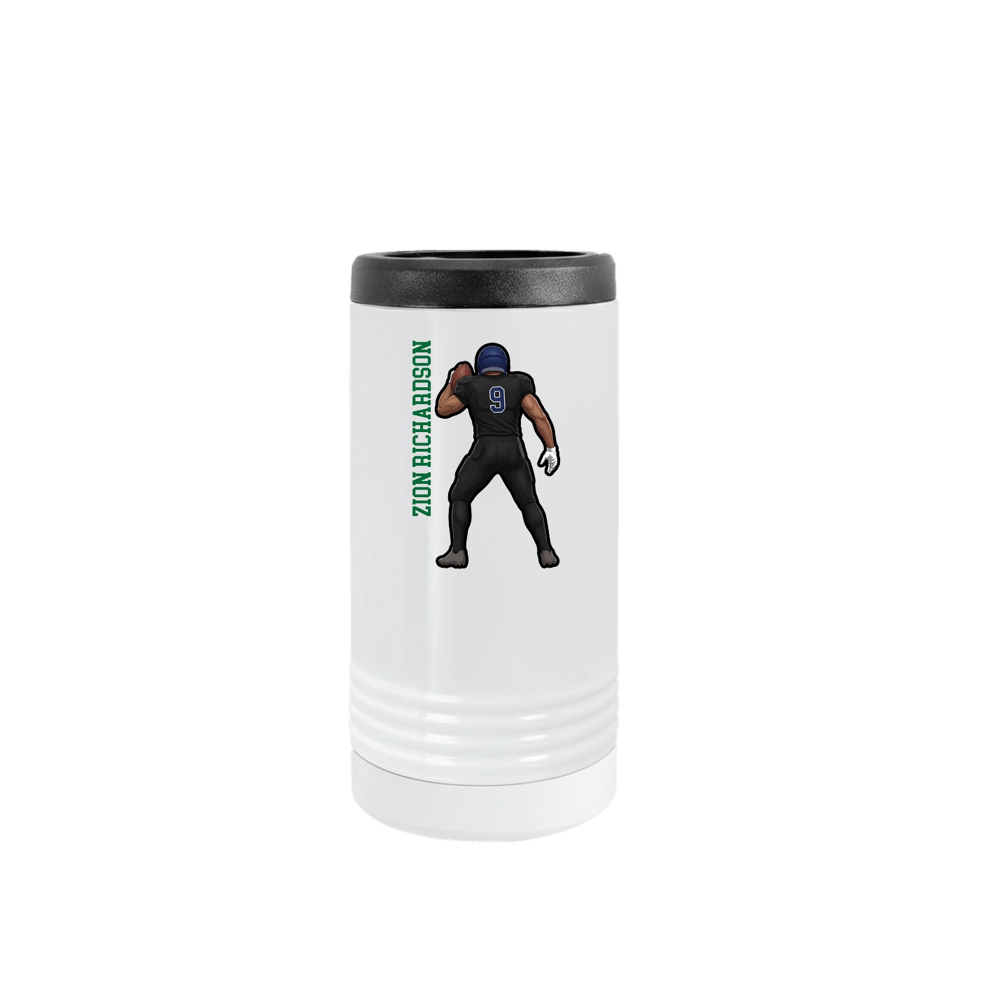 Slim Beverage Holder — Name Vertical in White