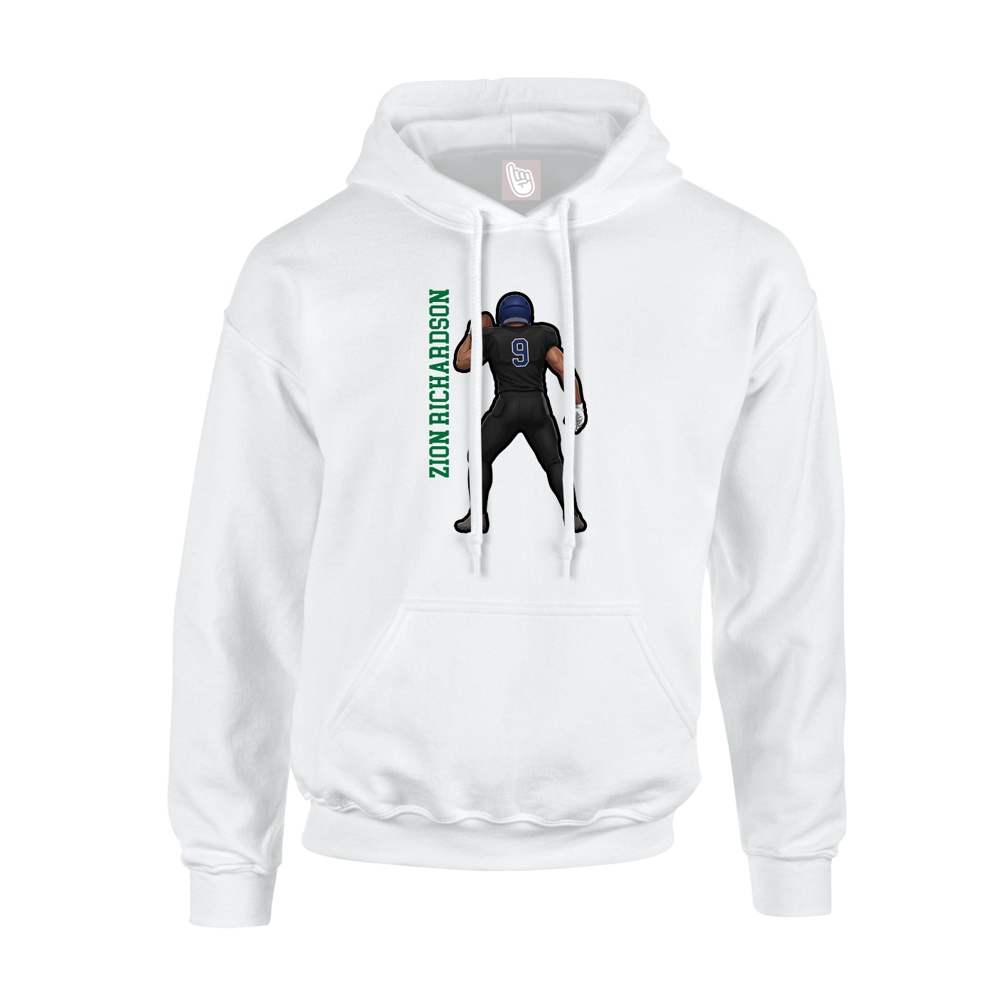 Youth Hoodie — Name Vertical in White