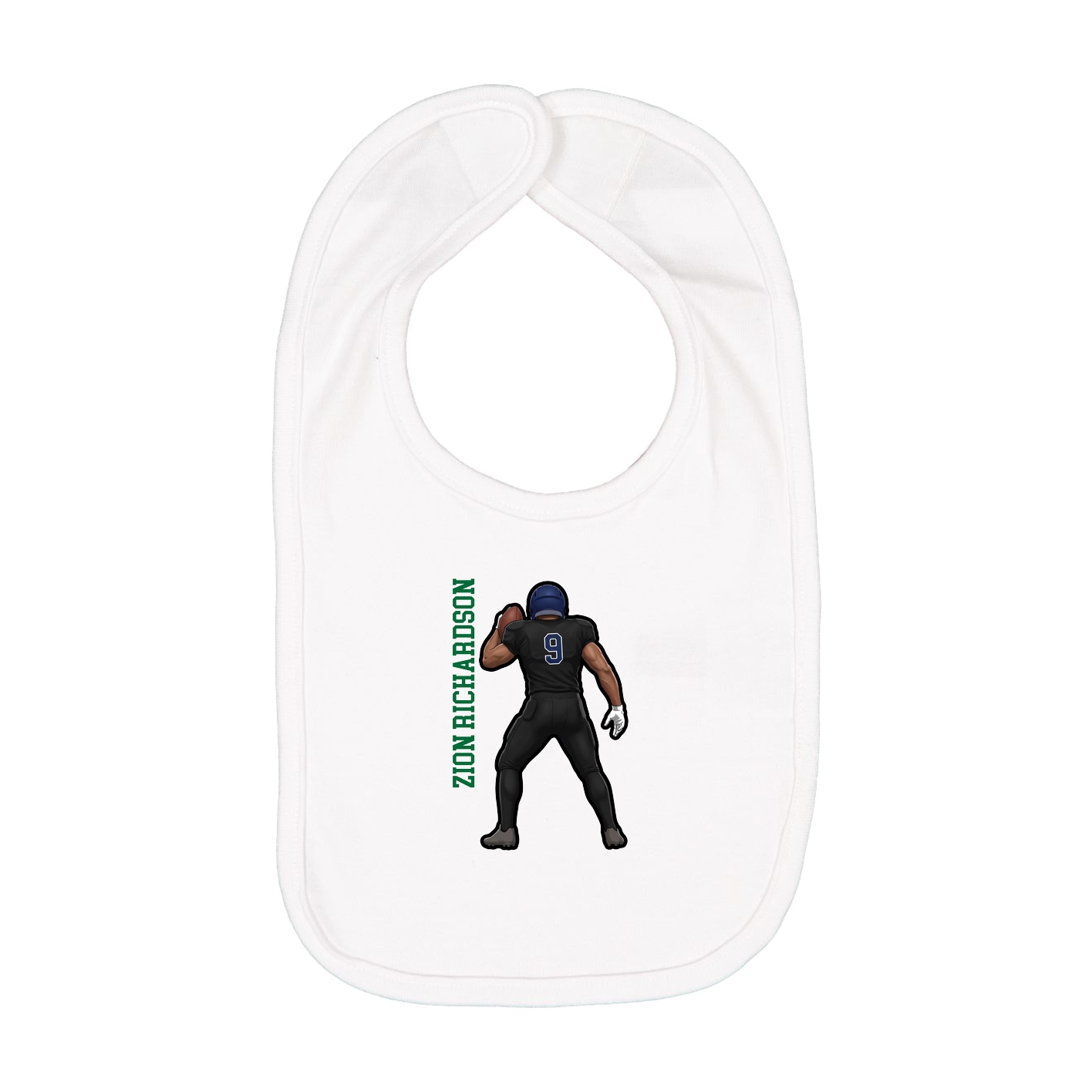 Infant Bib — Name Vertical in White
