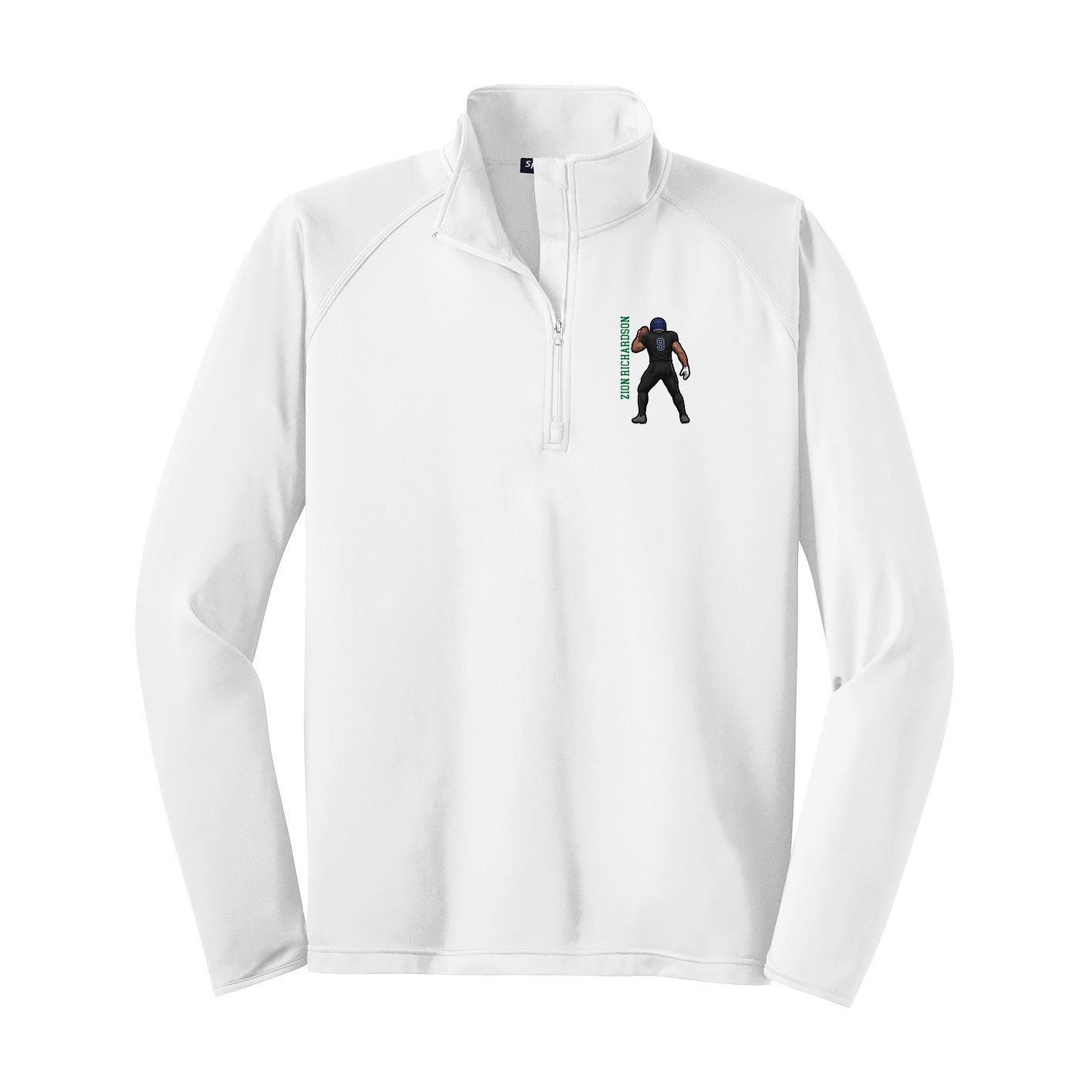 Q-Zip Pullover — Name Vertical in White