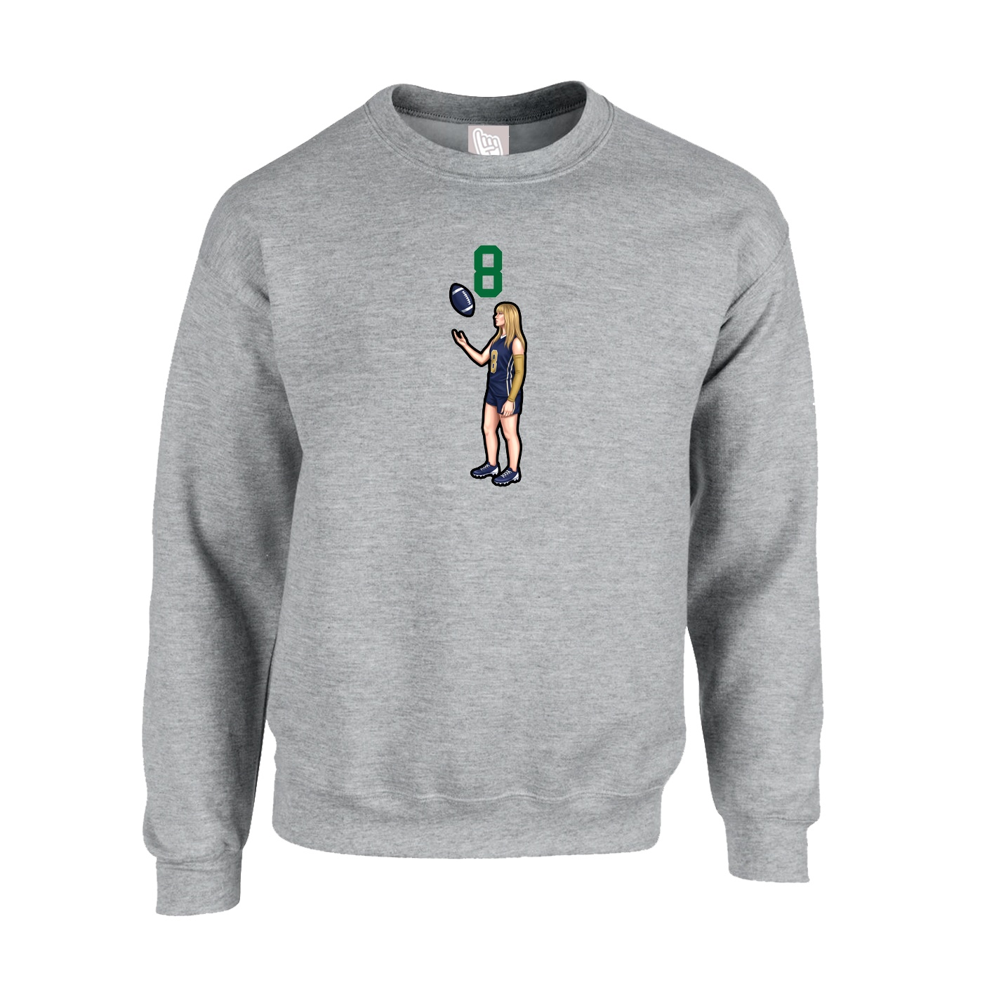 Fleece Crew — Number Top in Grey