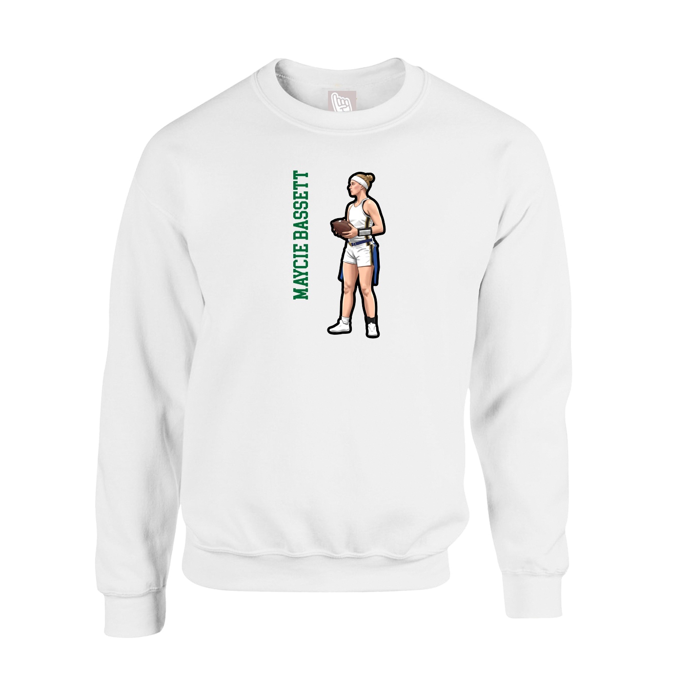 Fleece Crew — Name Vertical in White