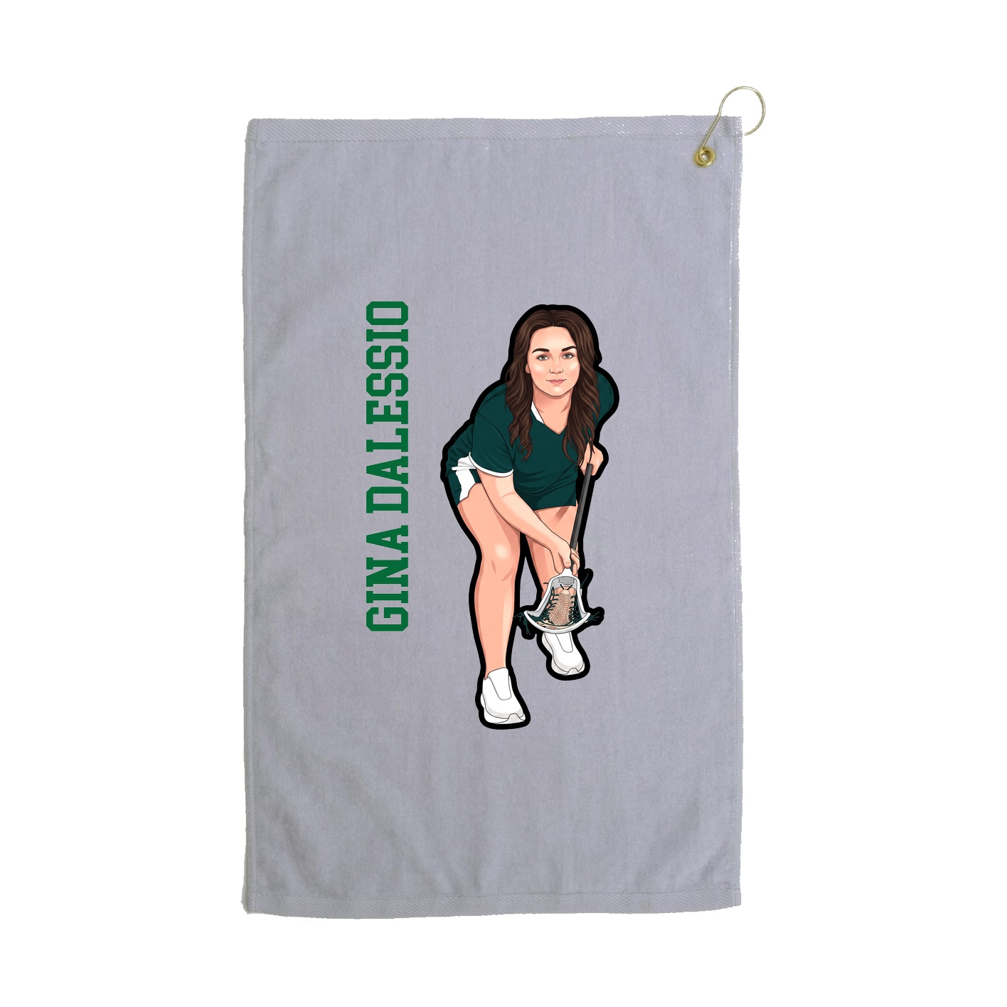 Golf Towel — Name Vertical in Grey