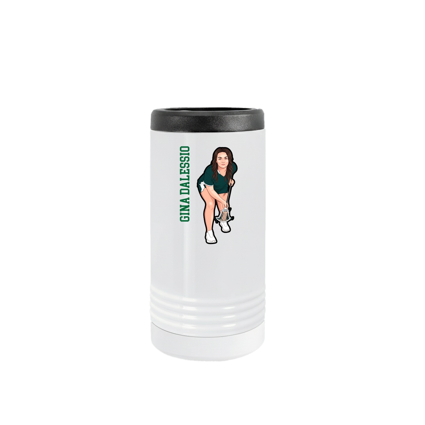 Slim Beverage Holder — Name Vertical in White