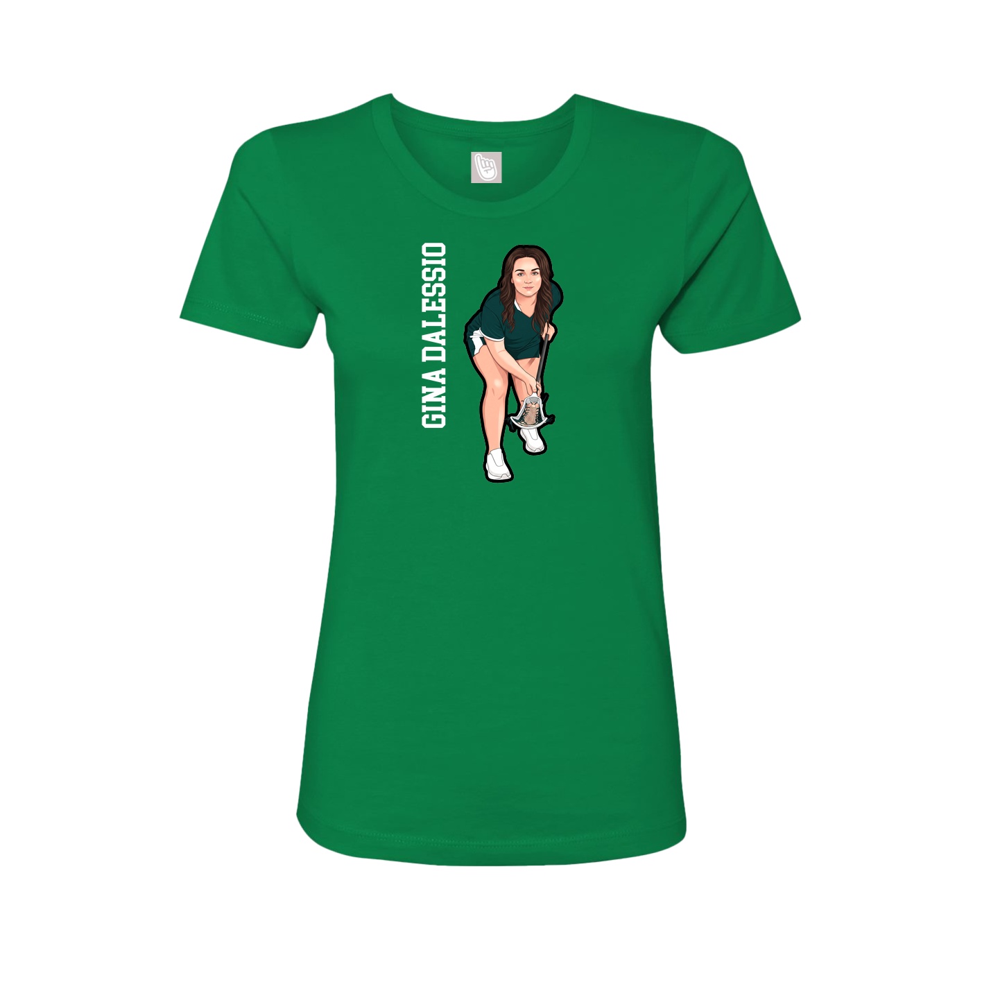 Fitted Women's Tee — Name Vertical in Green