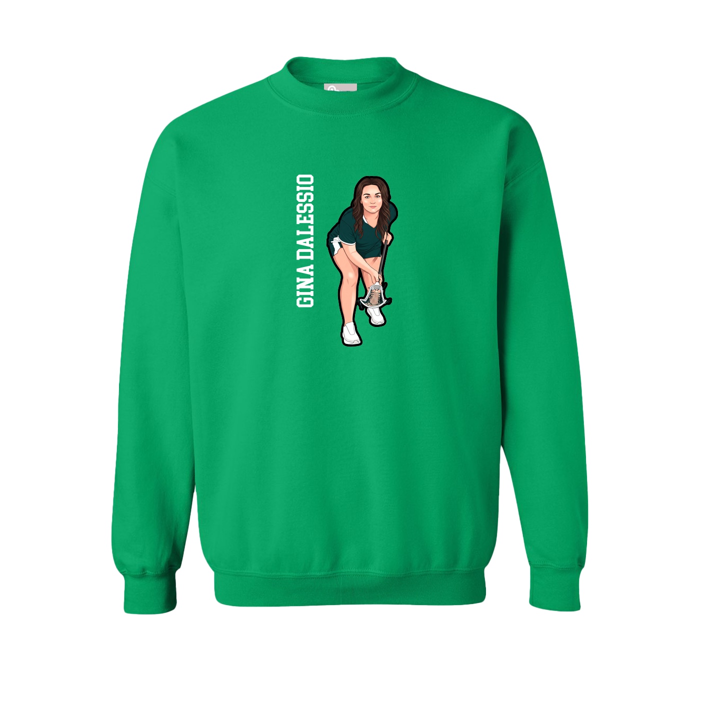 Fleece Crew — Name Vertical in Green