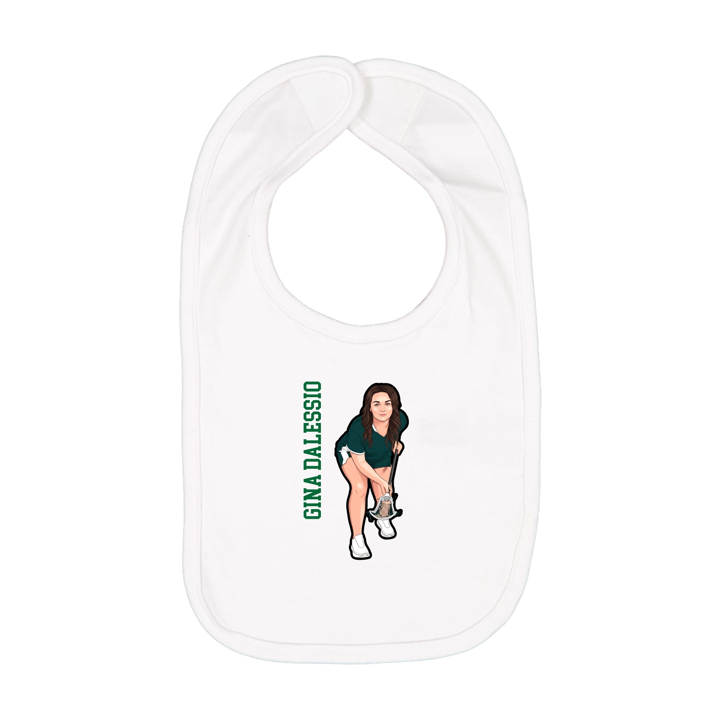 Infant Bib — Name Vertical in White