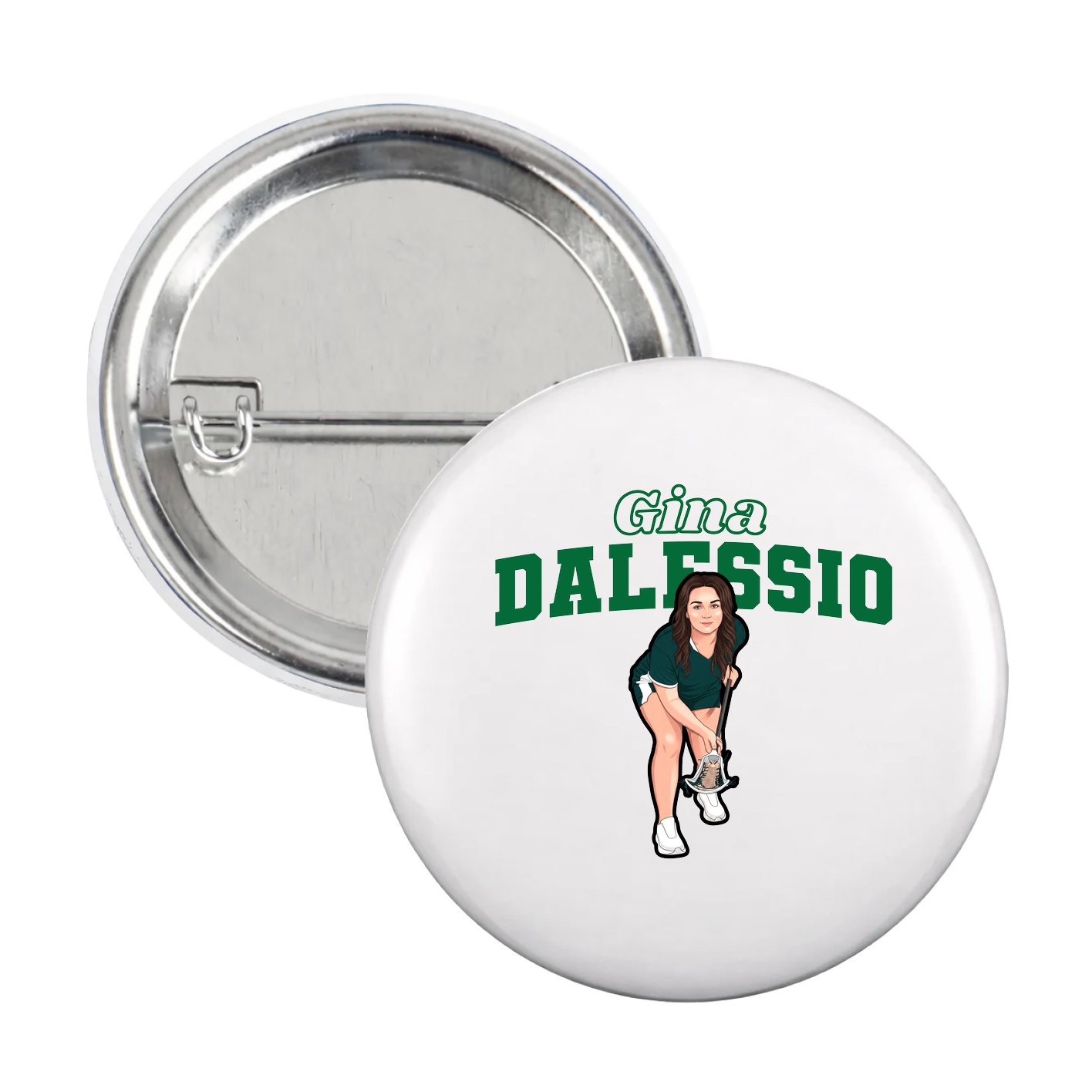 Game Day Button — Name Arch in White