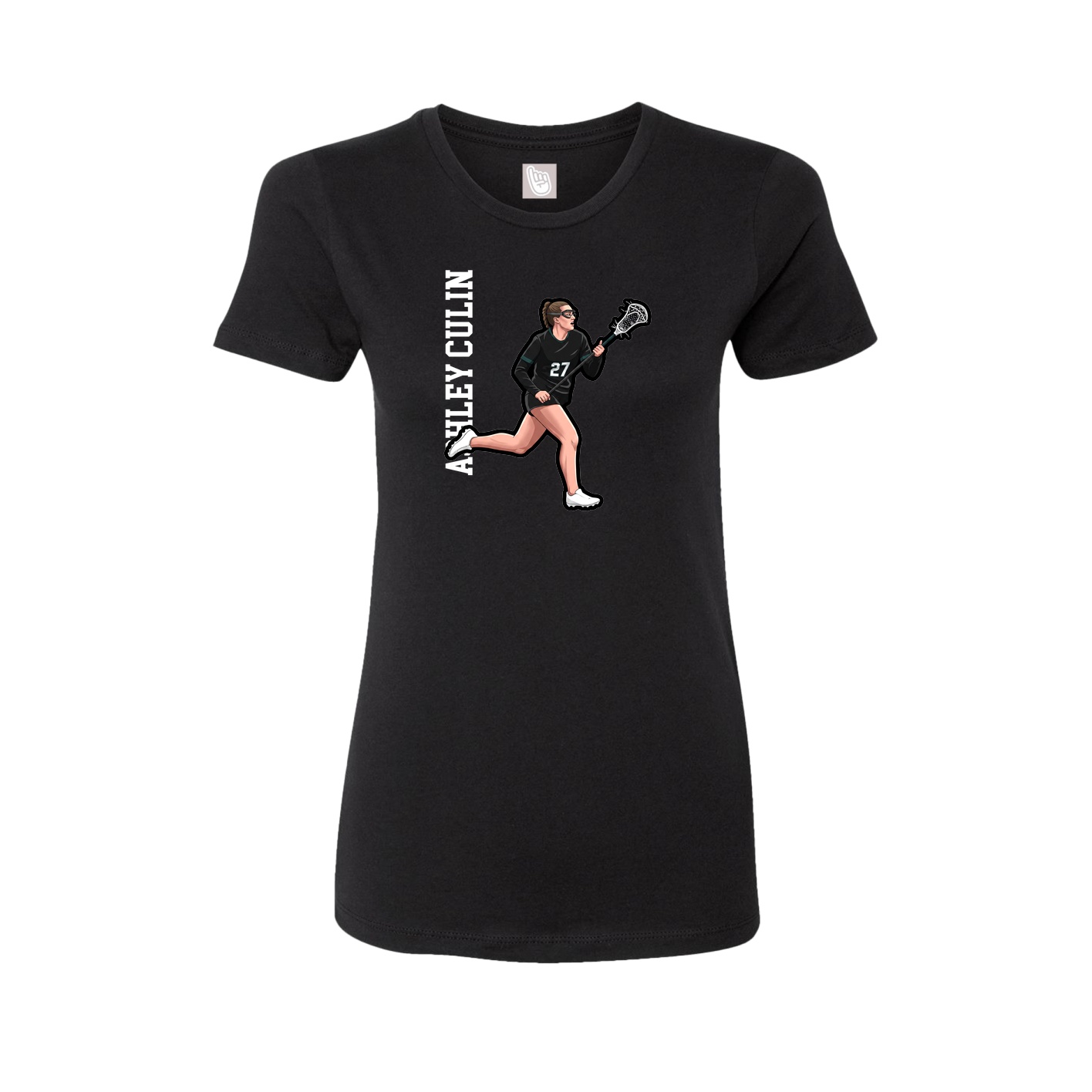 Fitted Women's Tee — Name Vertical in Black