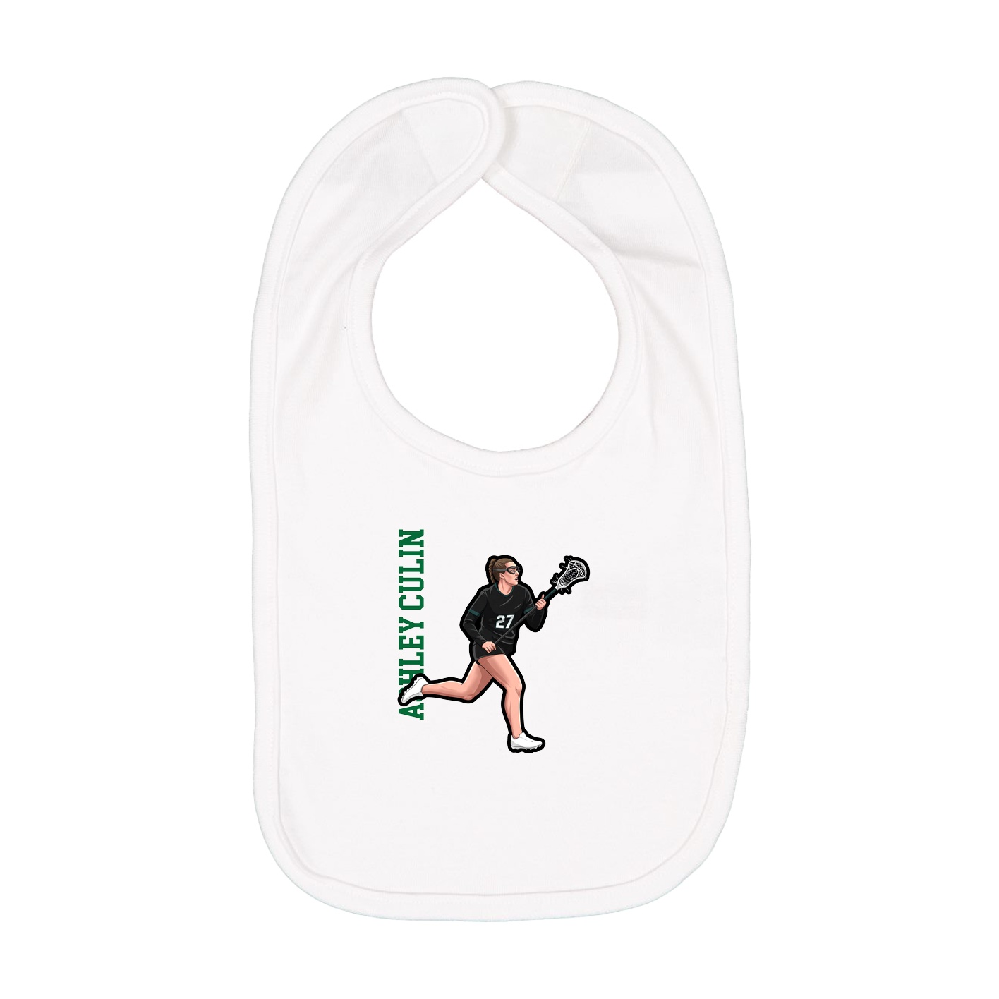 Infant Bib — Name Vertical in White