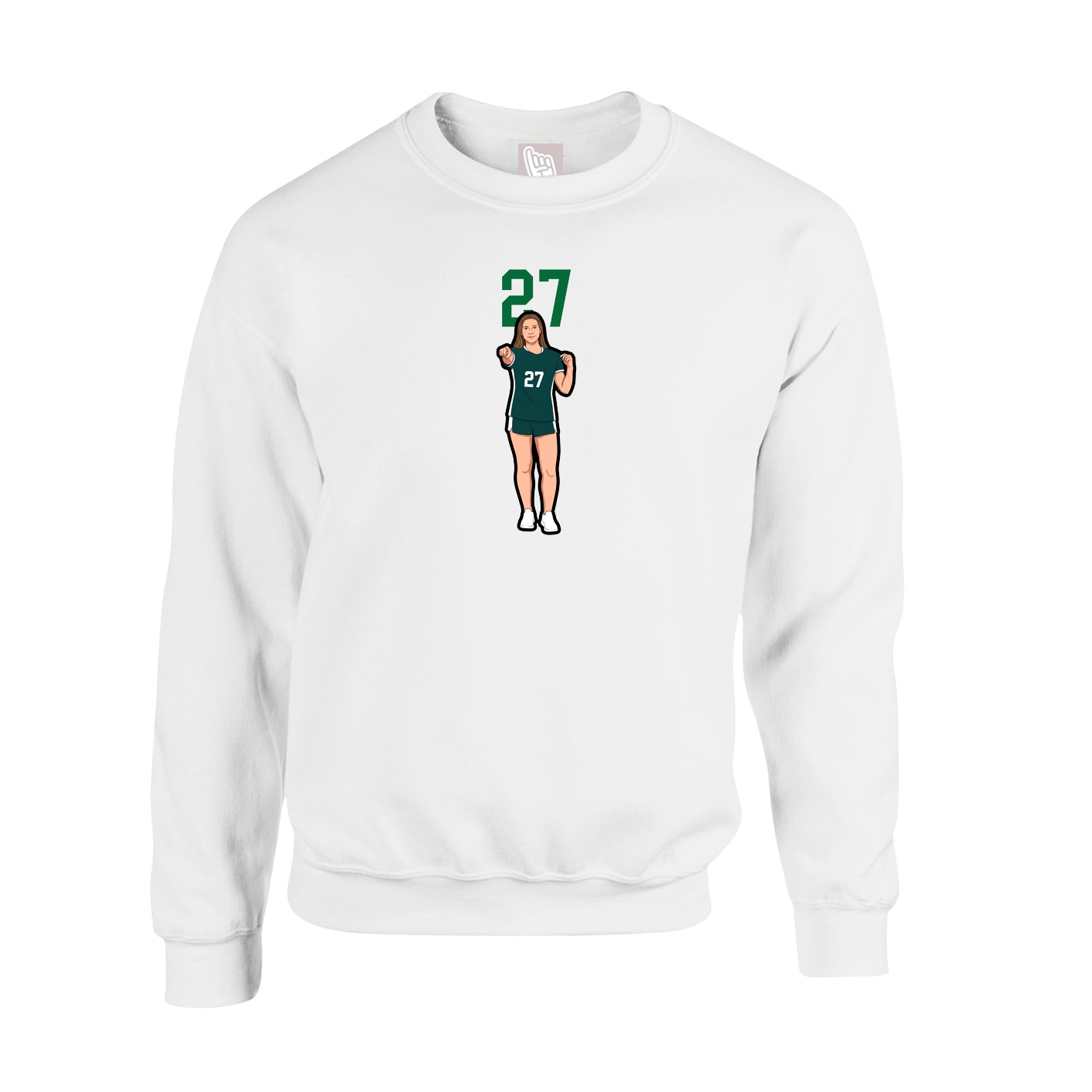 Fleece Crew — Number Top in White
