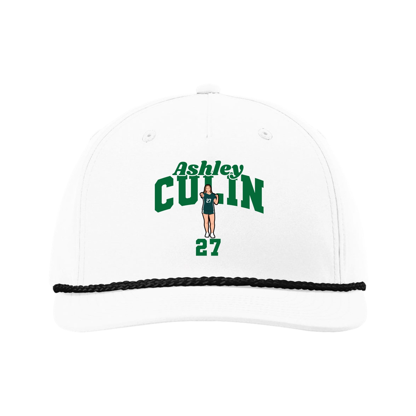 Five-Panel Classic Rope Cap — Signature Arch in White