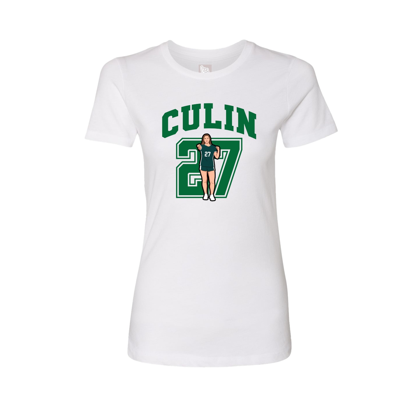 Fitted Women's Tee — Number in White