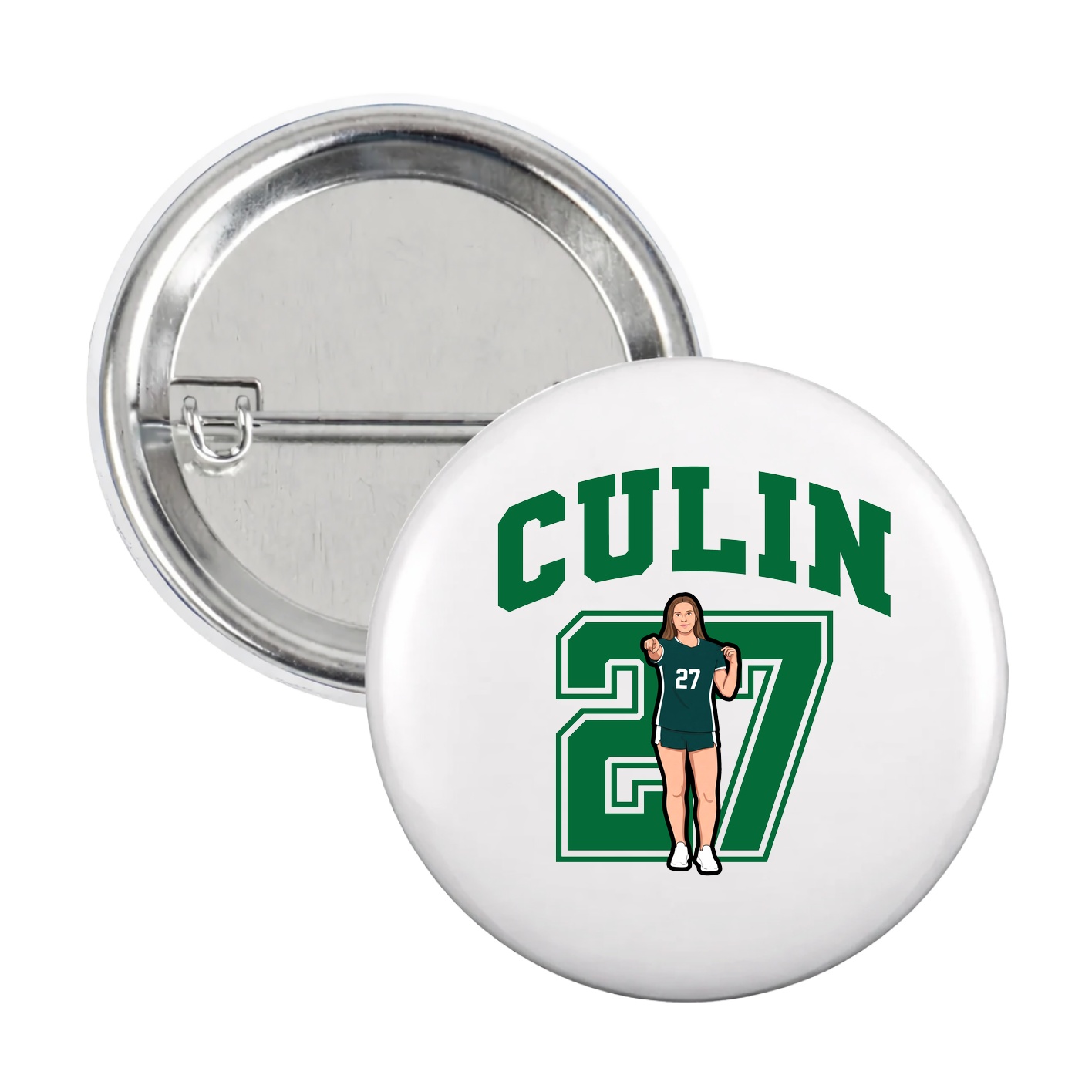 Game Day Button — Number in White