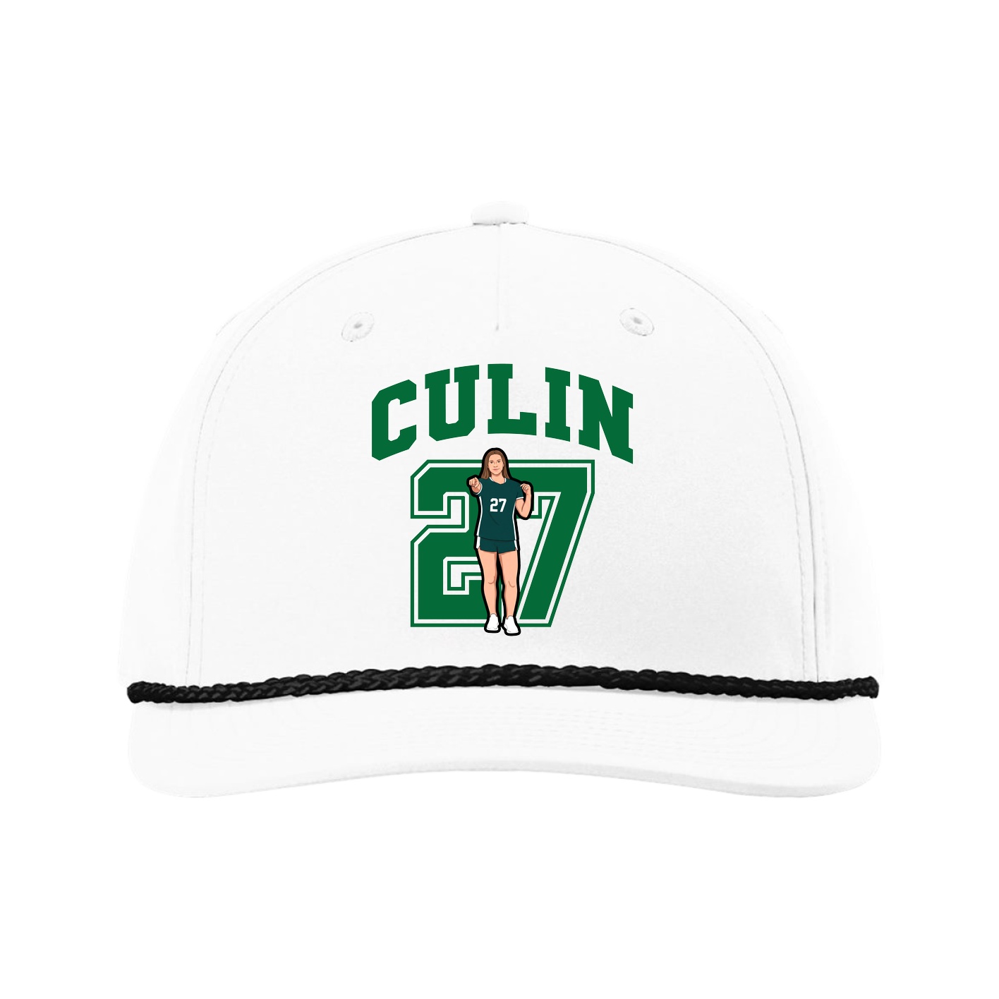 Five-Panel Classic Rope Cap — Number in White