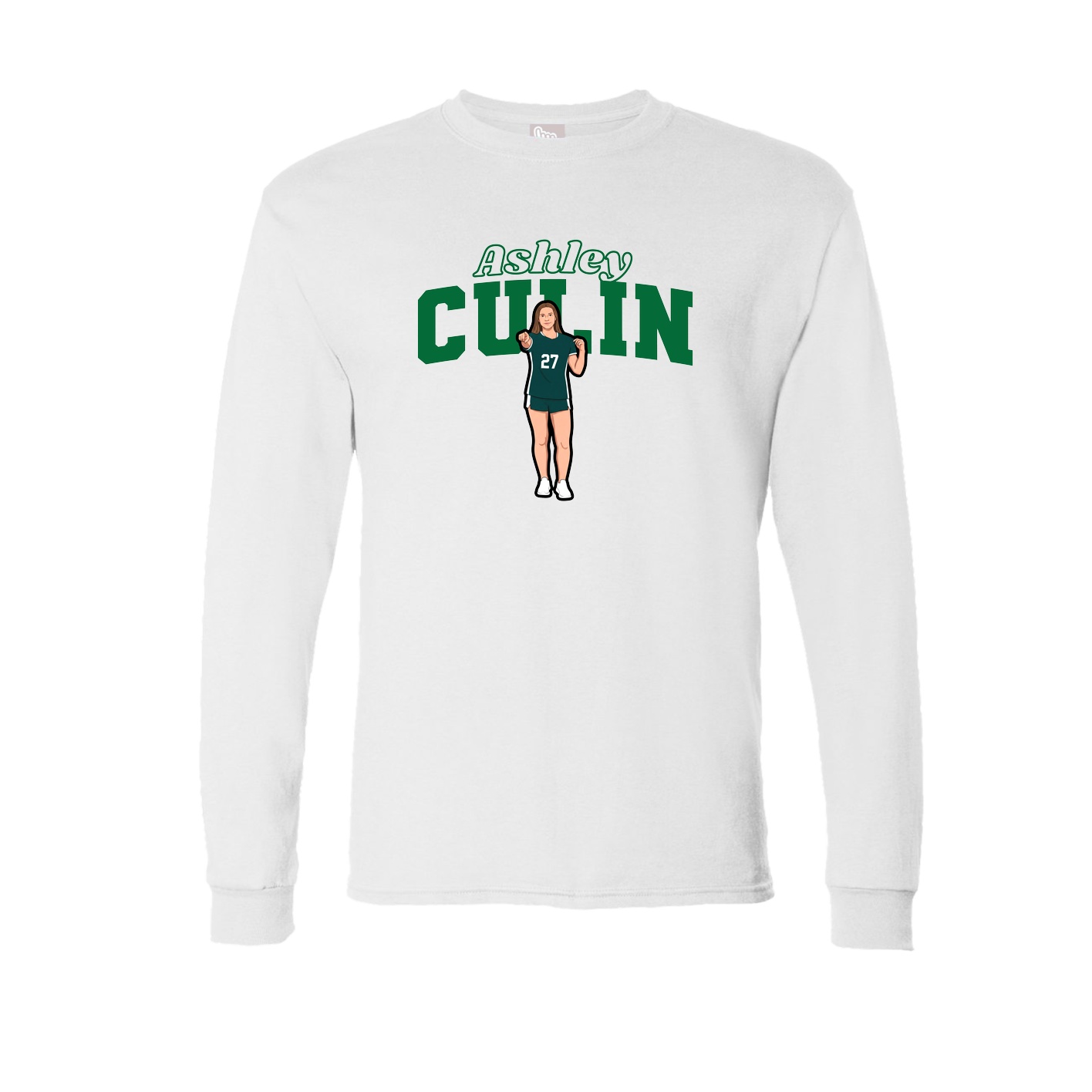 Long Sleeve Tee — Name Arch in White