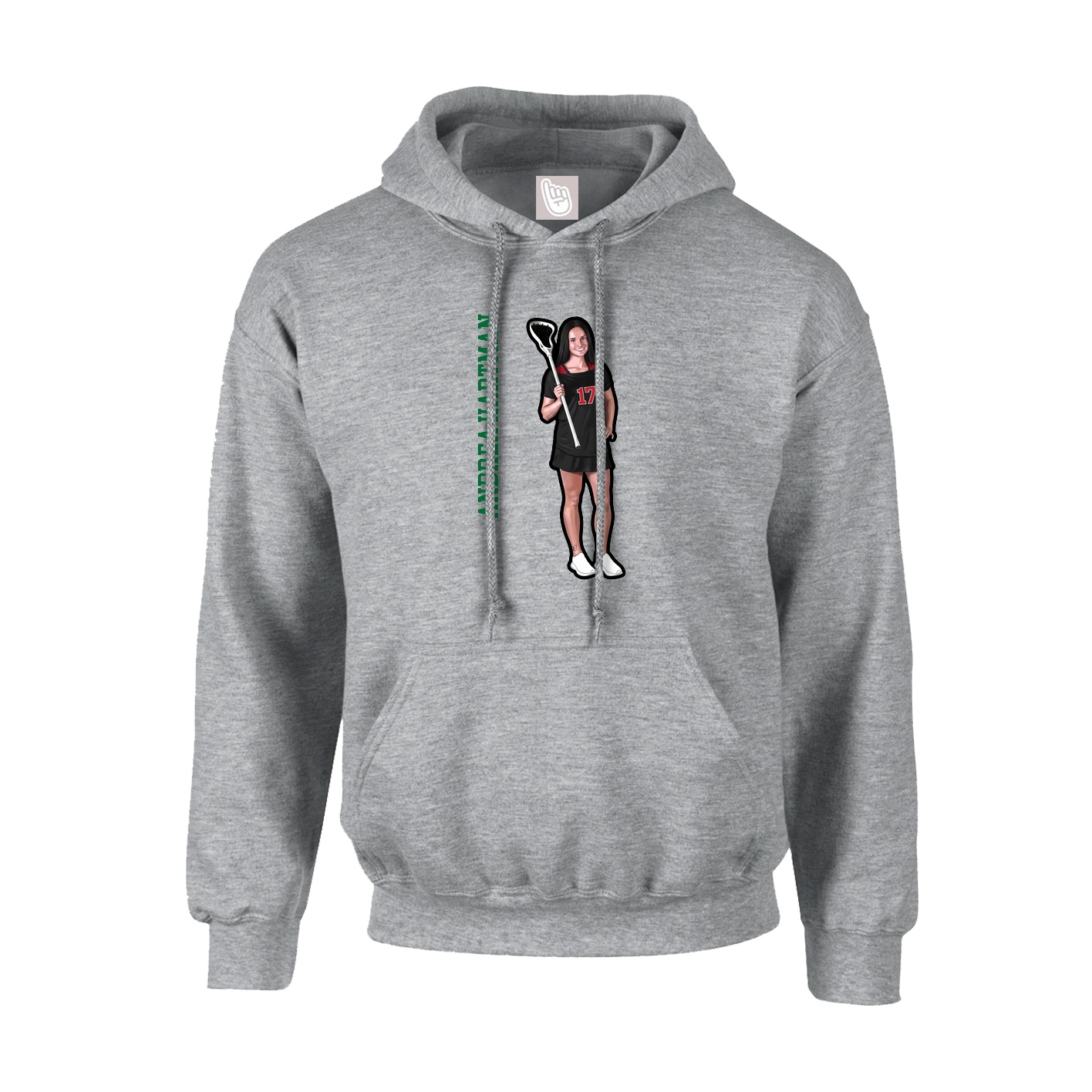 Hoodie — Name Vertical in Grey