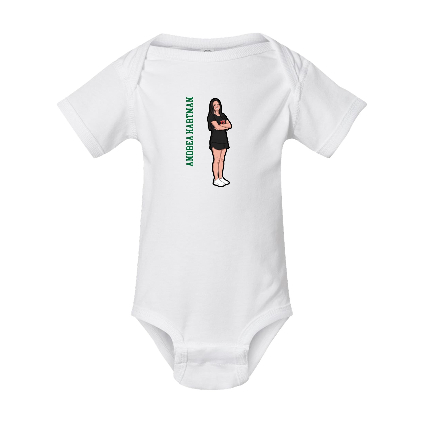 Baby Onesie — Name Vertical in White