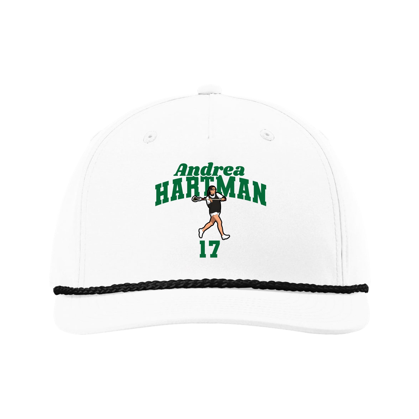 Five-Panel Classic Rope Cap — Signature Arch in White