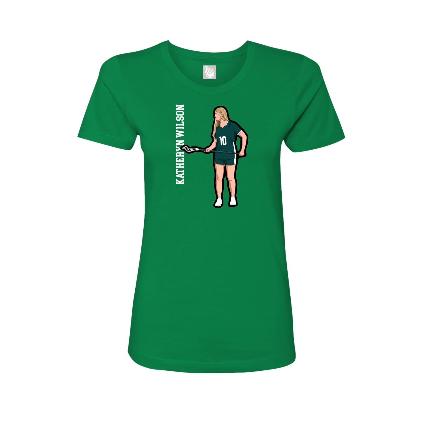 Fitted Women's Tee — Name Vertical in Green