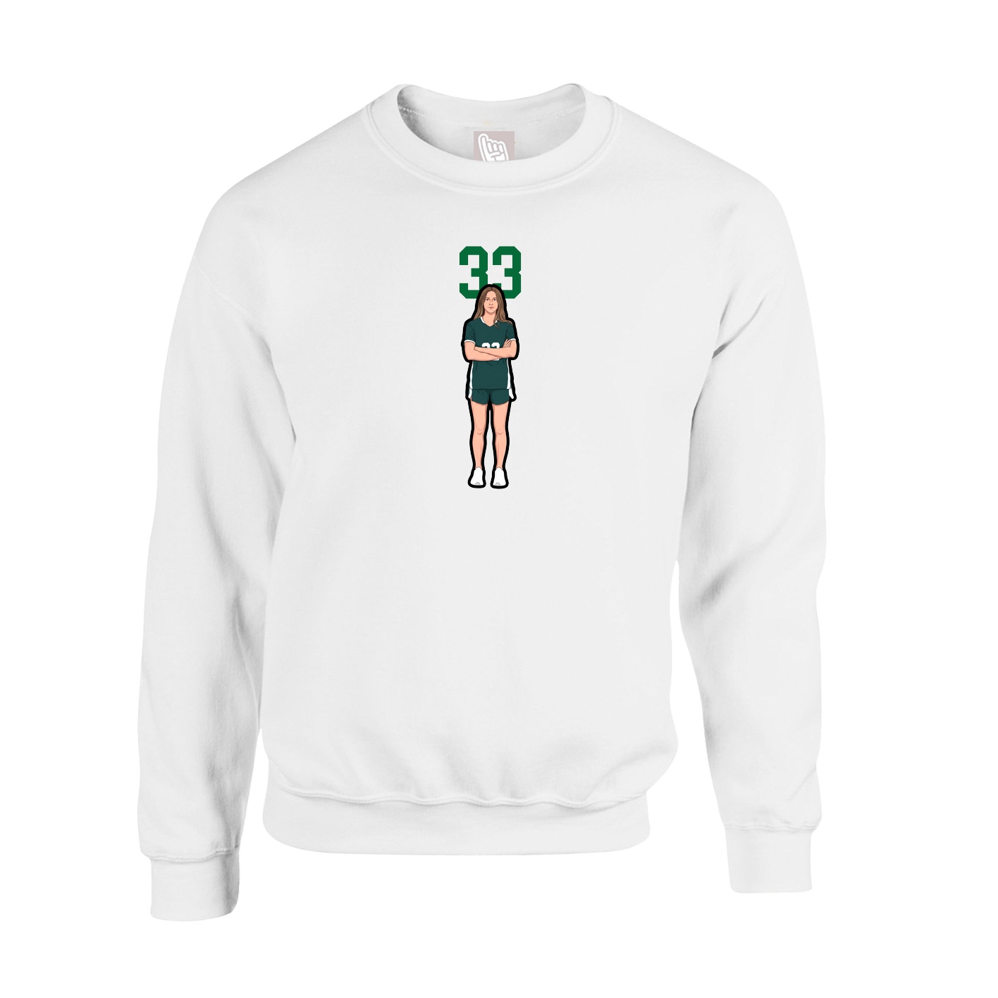 Fleece Crew — Number Top in White