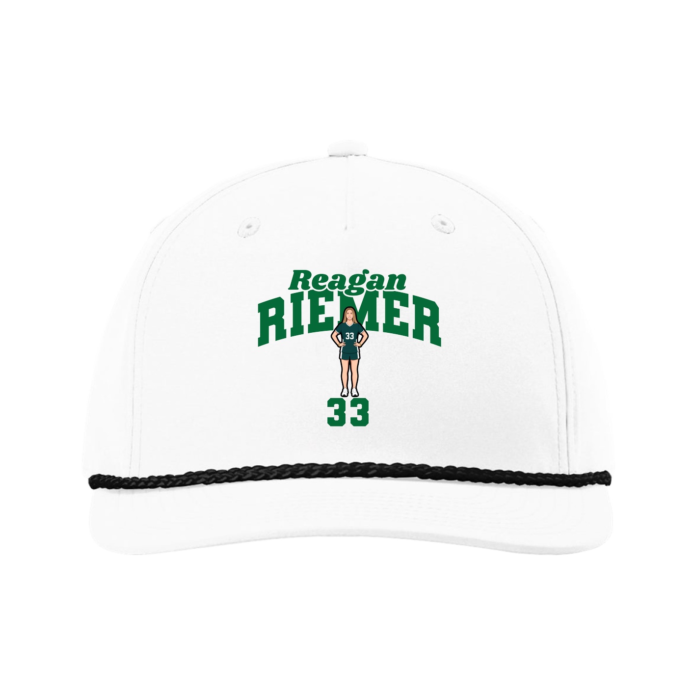 Five-Panel Classic Rope Cap — Signature Arch in White