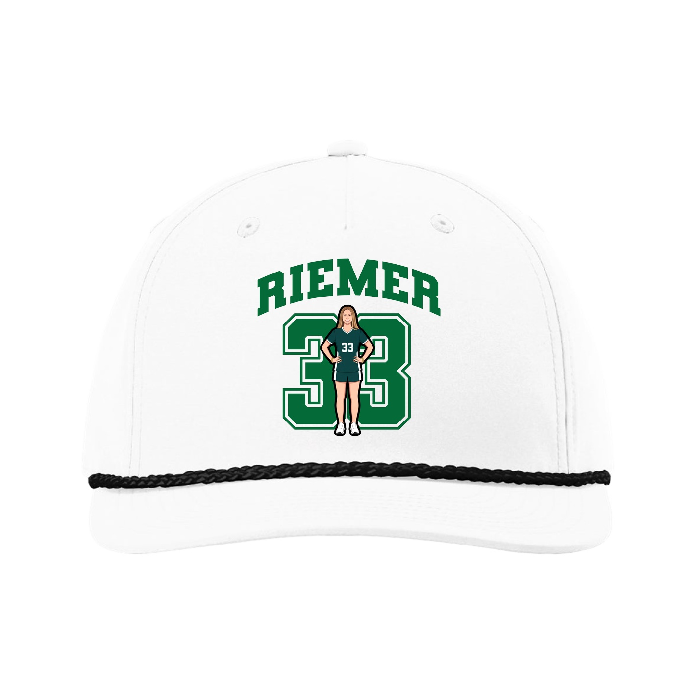 Five-Panel Classic Rope Cap — Number in White