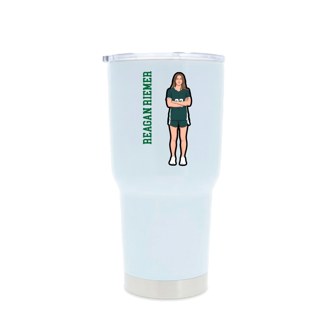 30oz Stainless Steel Tumbler — Name Vertical in White