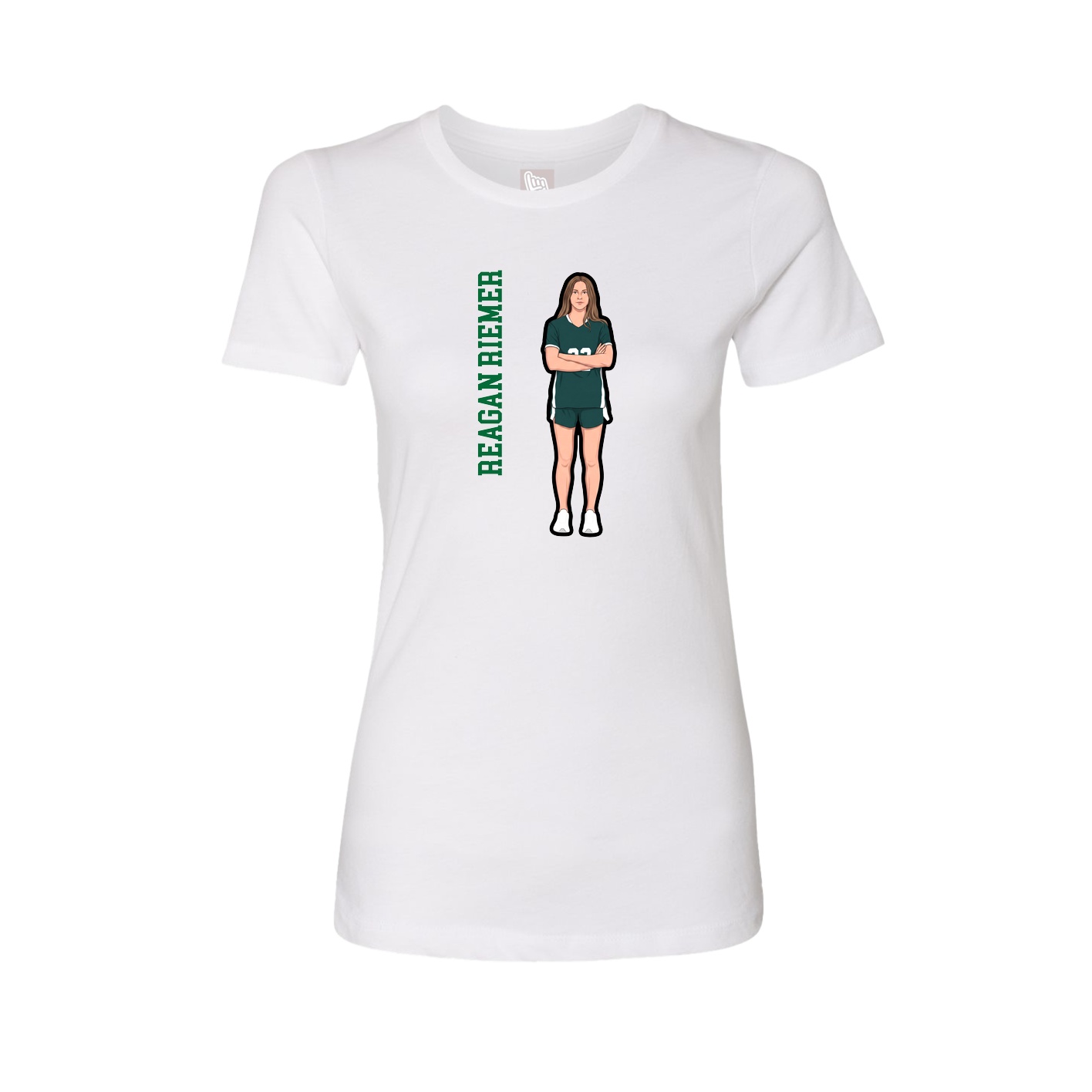 Fitted Women's Tee — Name Vertical in White