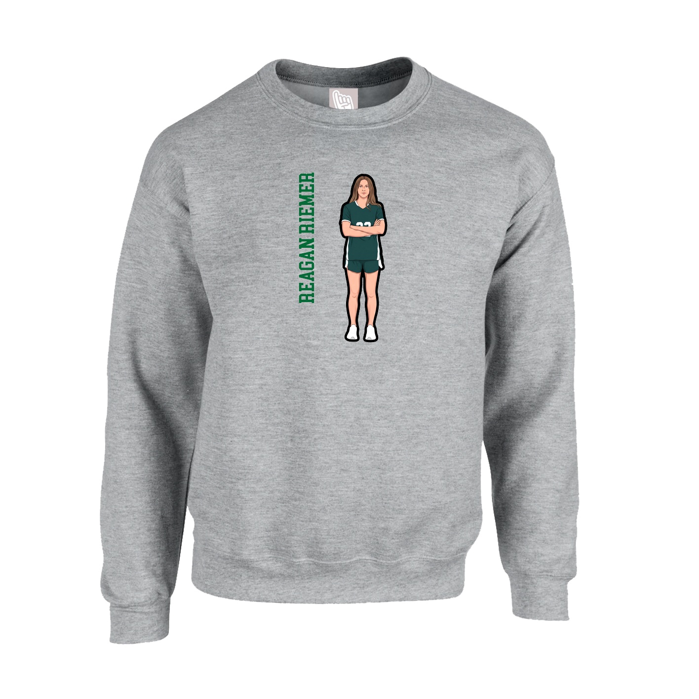 Fleece Crew — Name Vertical in Grey
