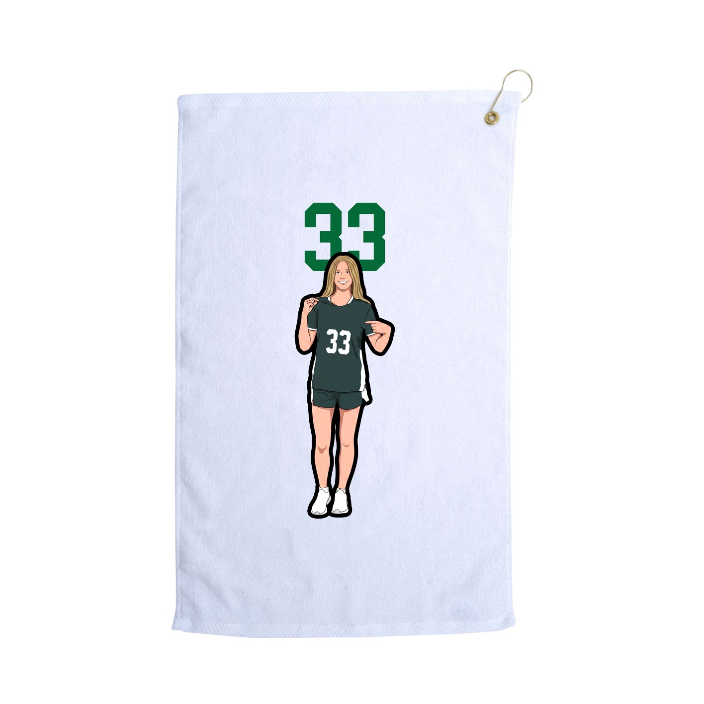 Golf Towel — Number Top in White