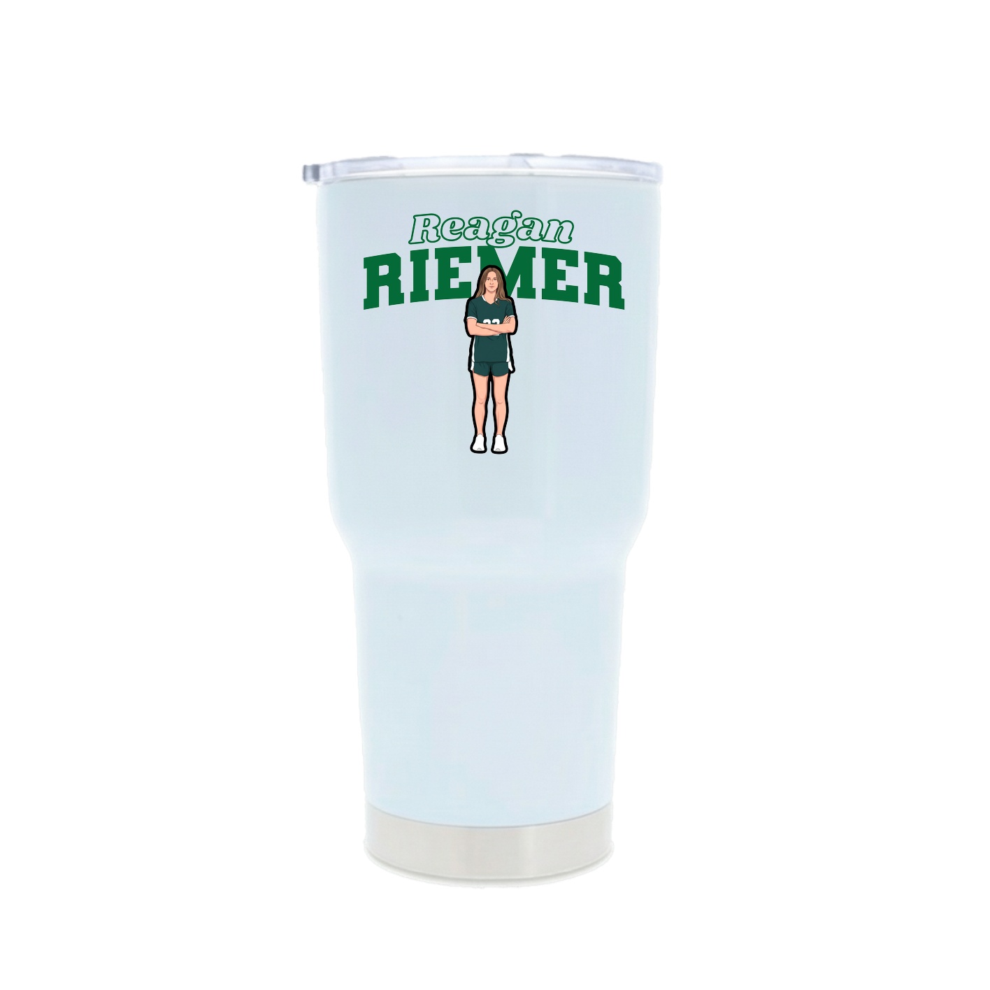 30oz Stainless Steel Tumbler — Name Arch in White