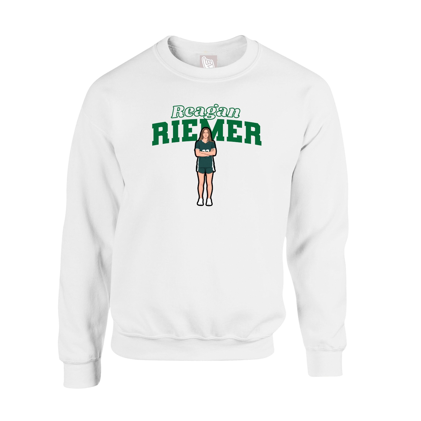 Fleece Crew — Name Arch in White