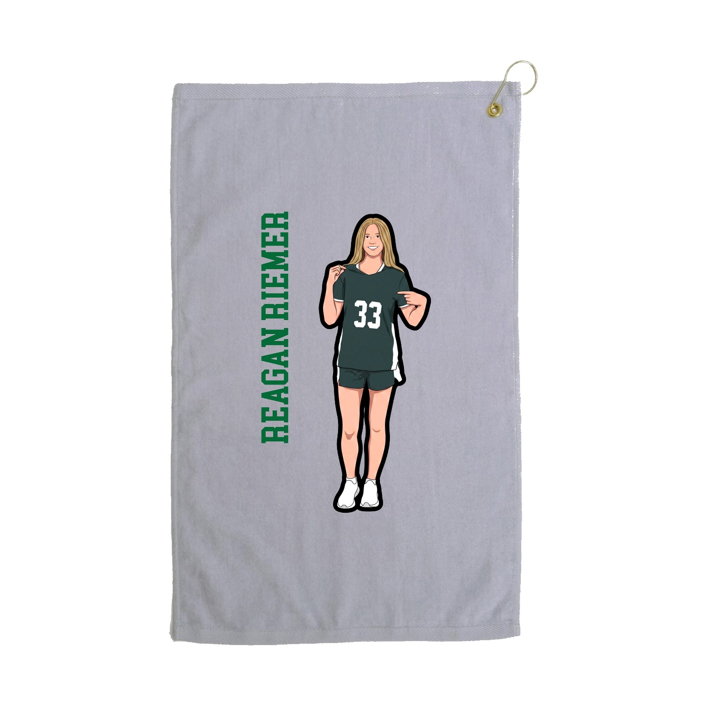 Golf Towel — Name Vertical in Grey