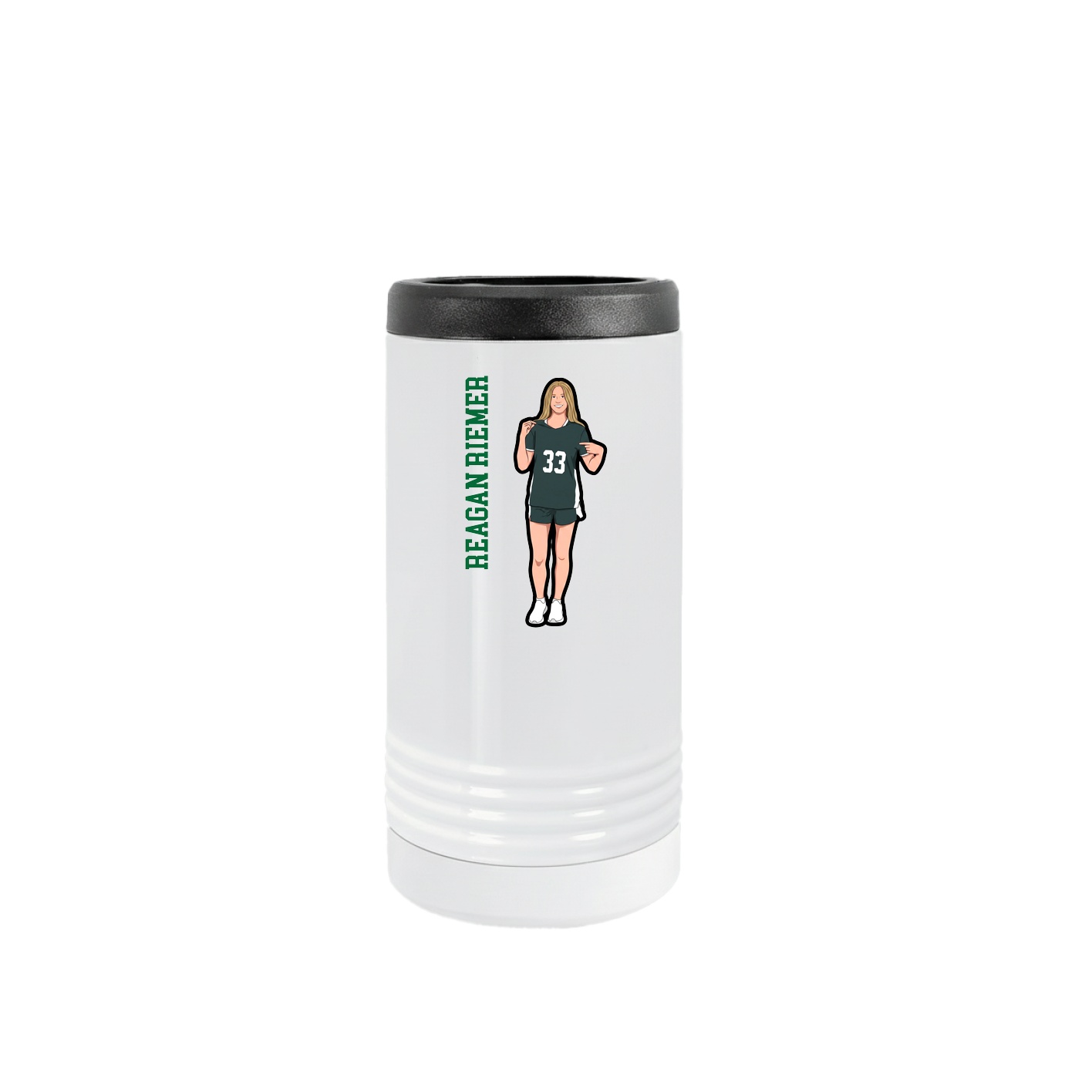 Slim Beverage Holder — Name Vertical in White