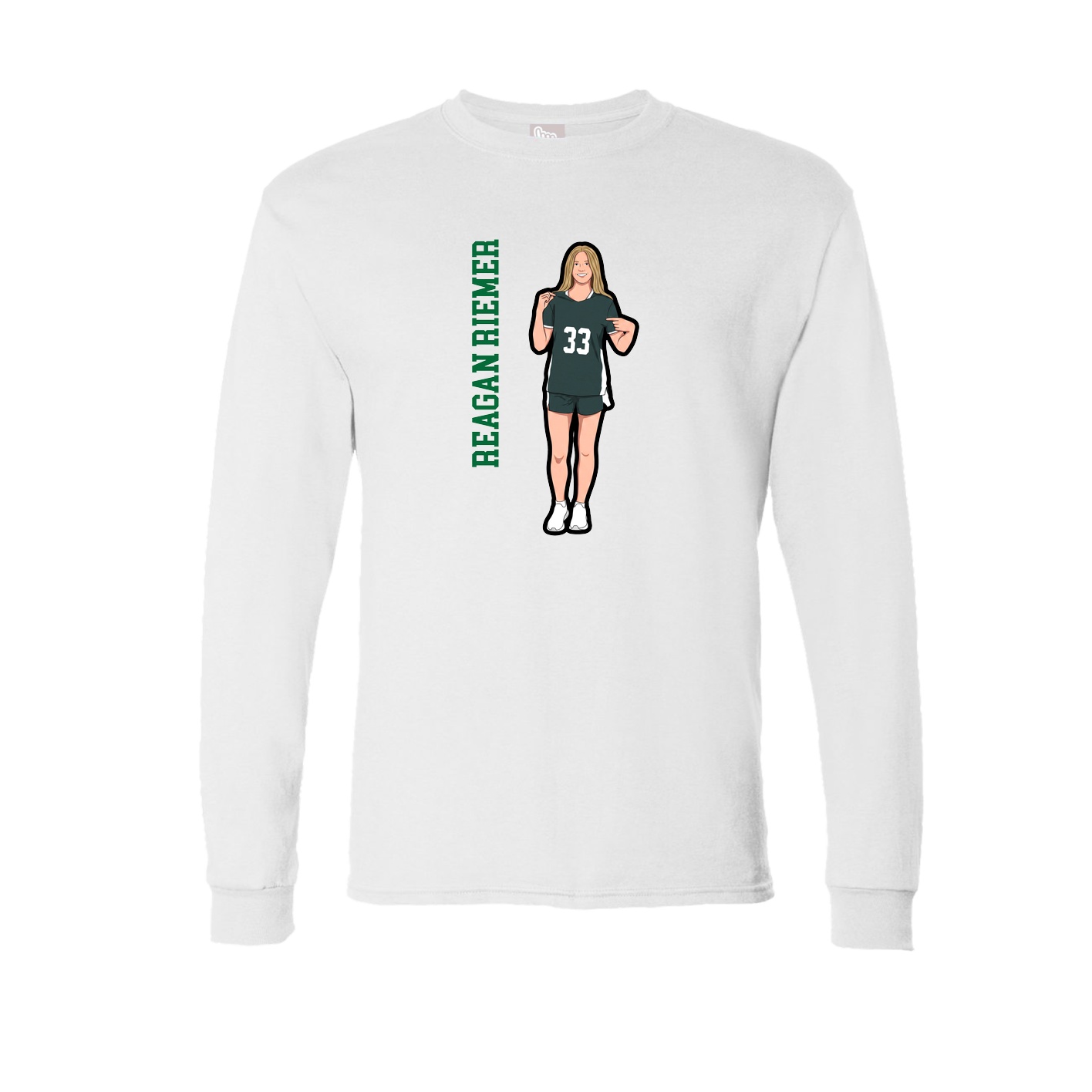 Long Sleeve Tee — Name Vertical in White