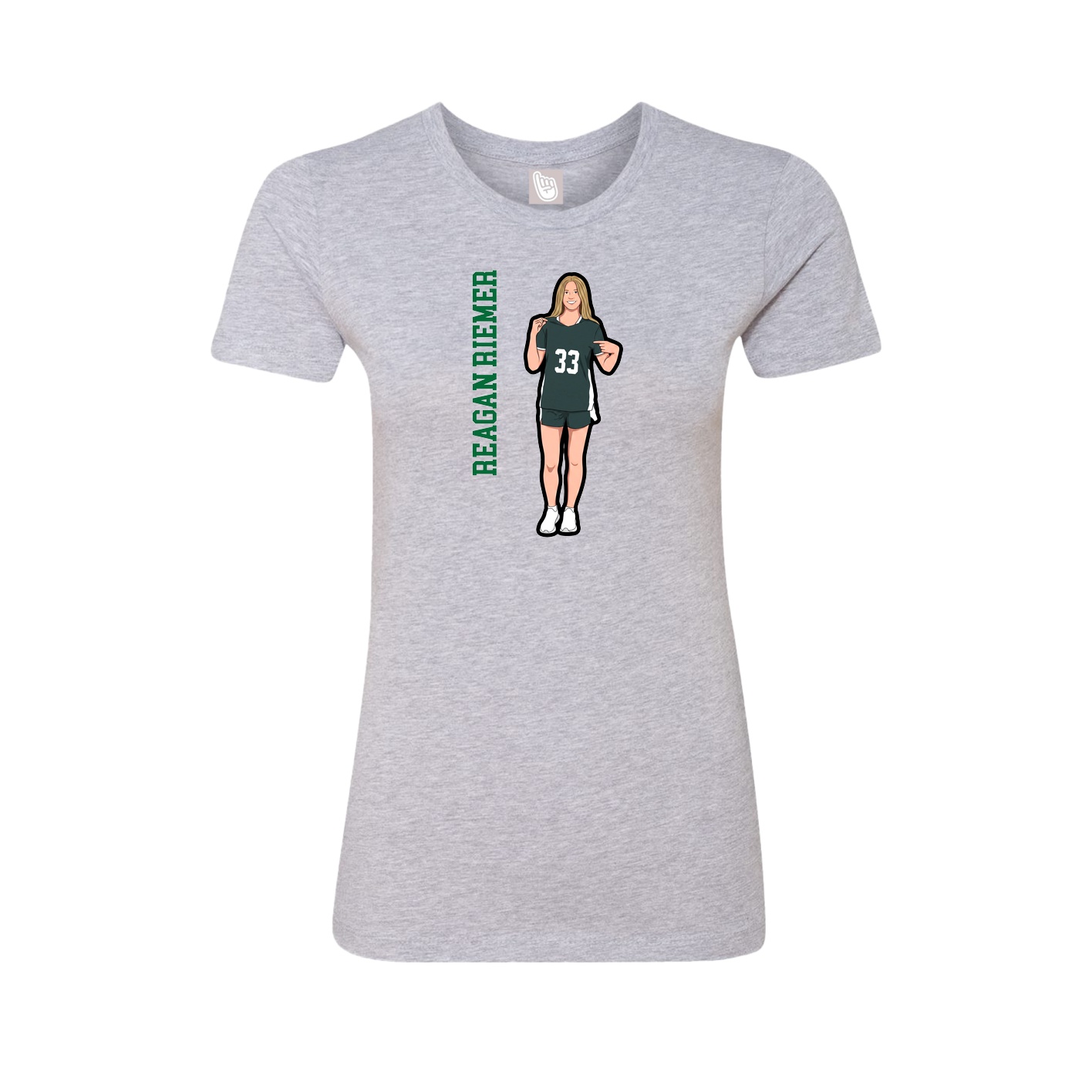 Fitted Women's Tee — Name Vertical in Grey