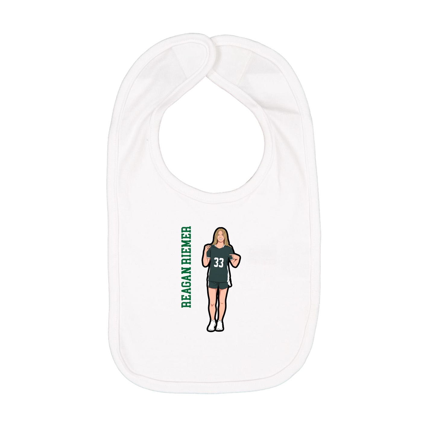 Infant Bib — Name Vertical in White