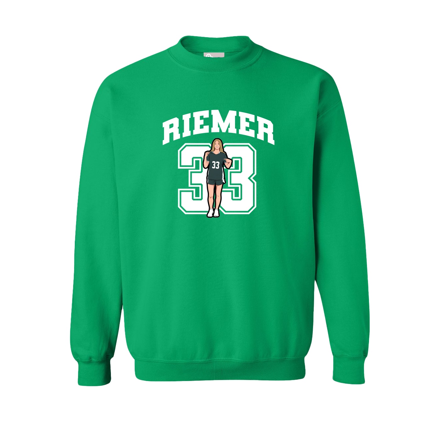 Fleece Crew — Number in Green