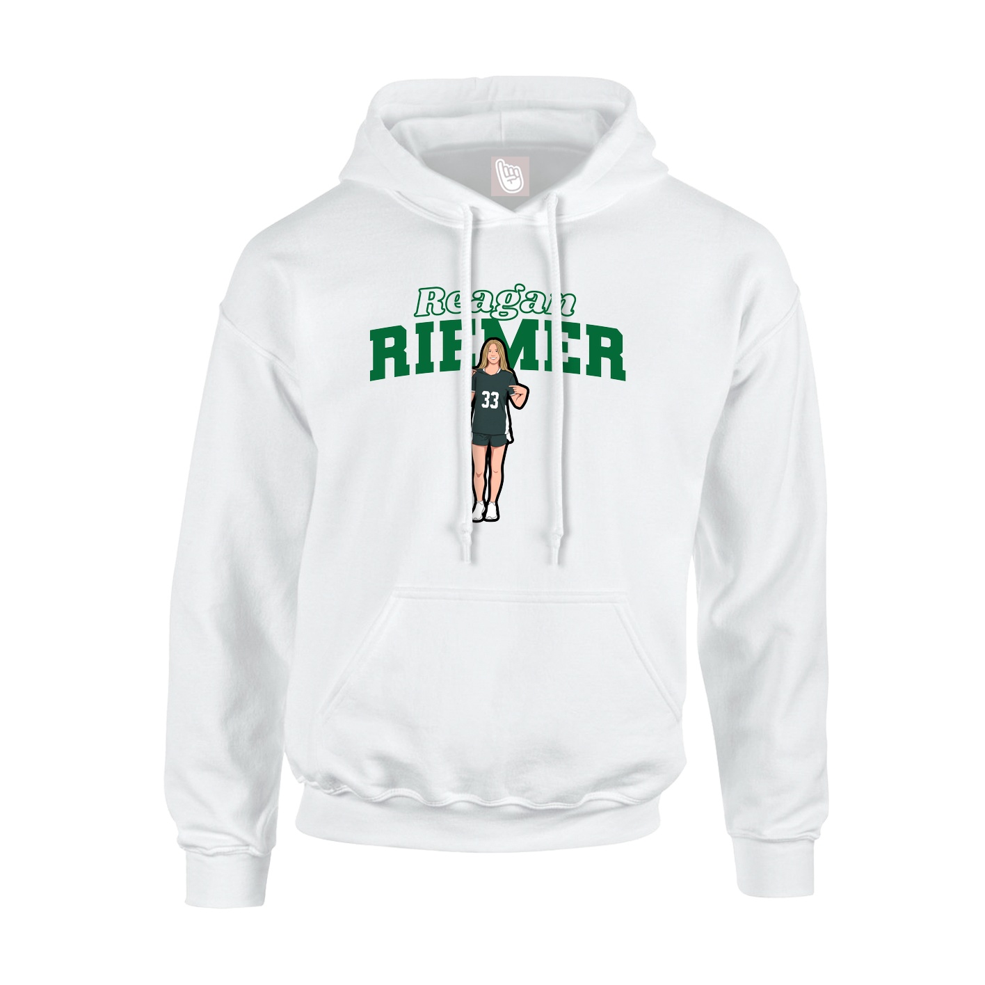 Youth Hoodie — Name Arch in White