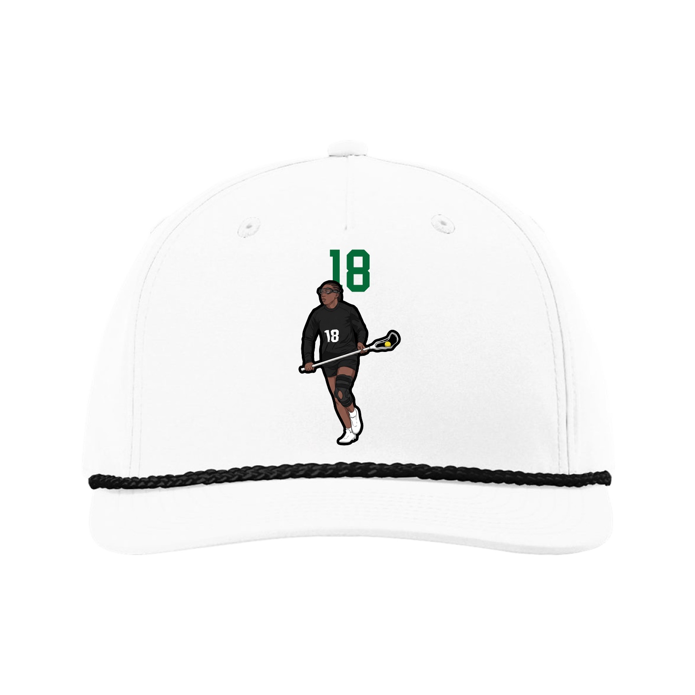Five-Panel Classic Rope Cap — Number Top in White