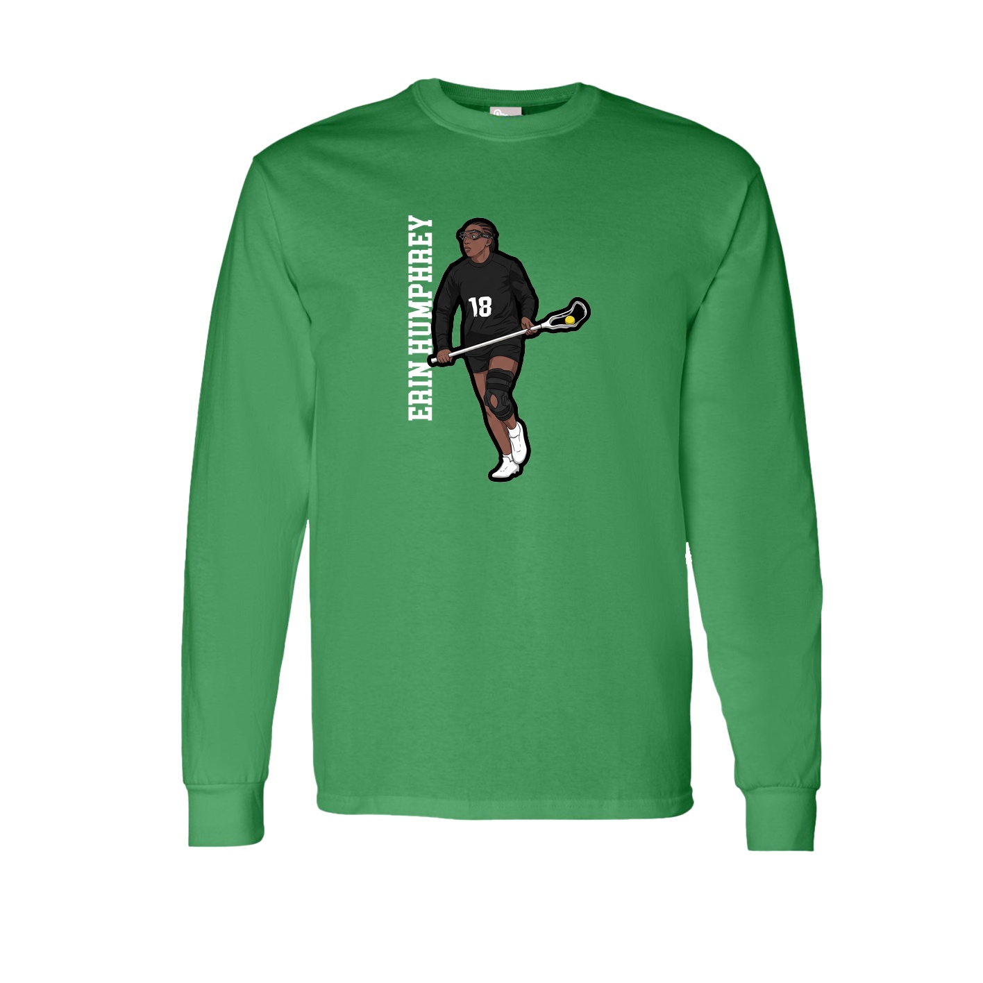 Long Sleeve Tee — Name Vertical in Green