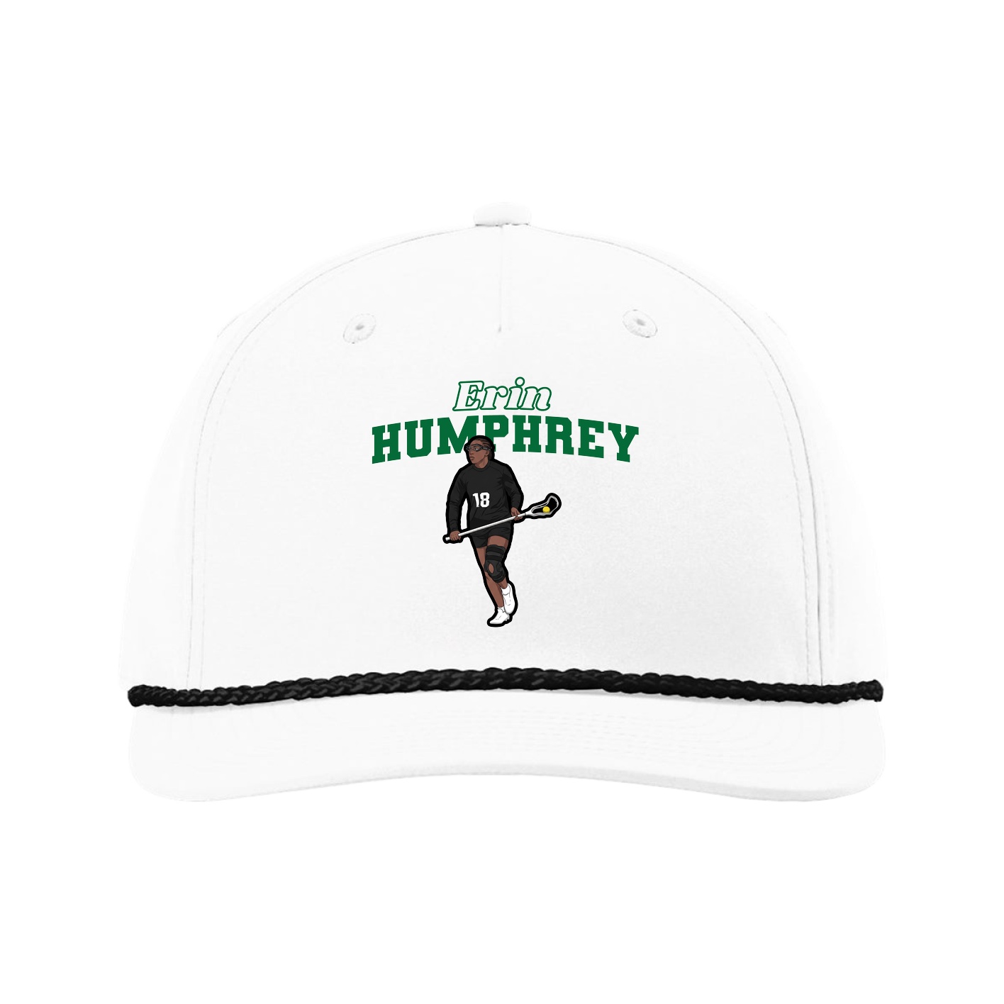 Five-Panel Classic Rope Cap — Name Arch in White