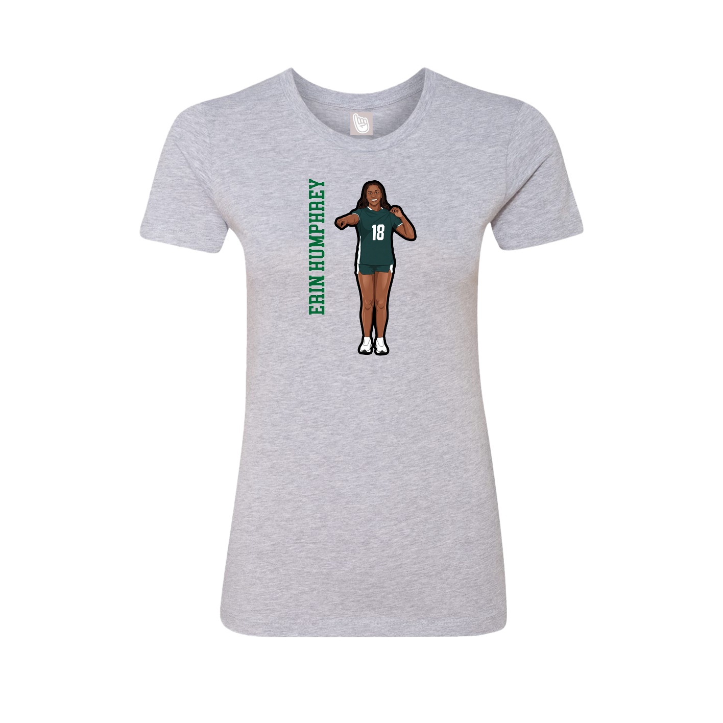 Fitted Women's Tee — Name Vertical in Grey