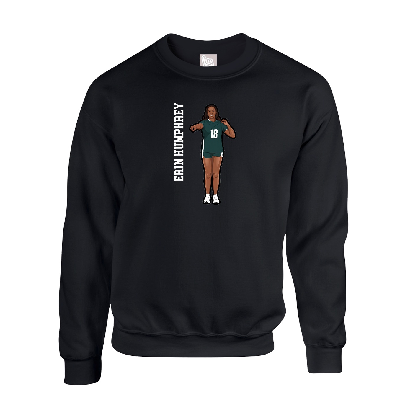 Fleece Crew — Name Vertical in Black