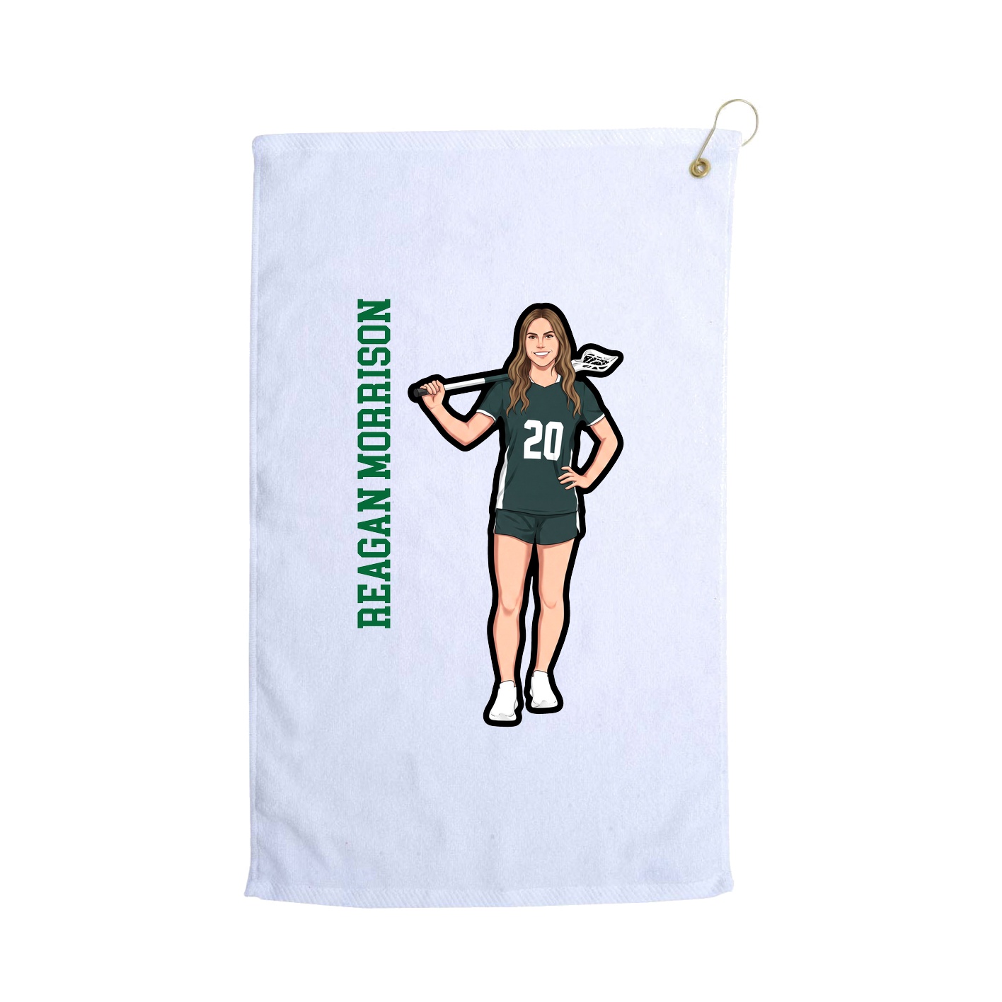 Golf Towel — Name Vertical in White